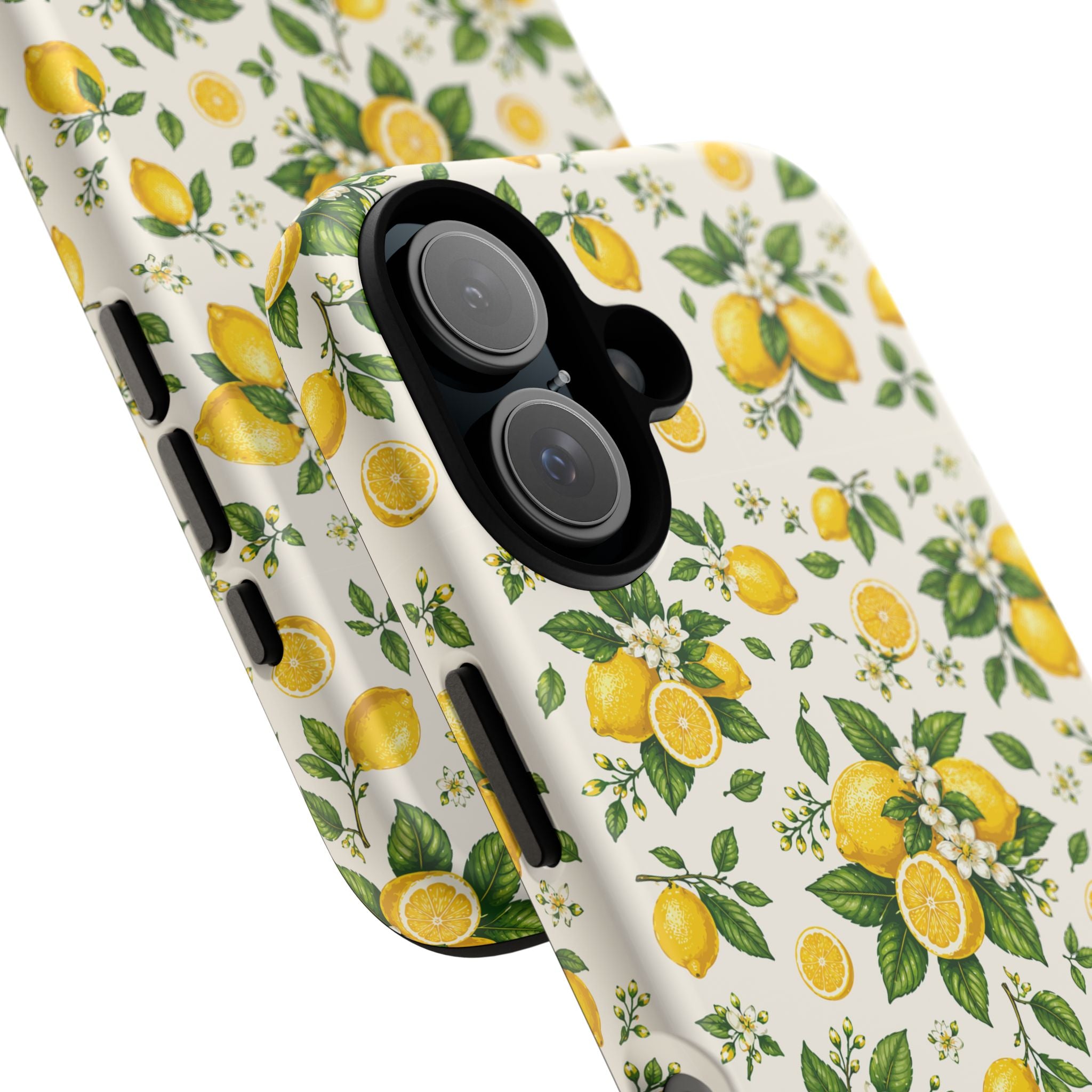 Lemon Pattern Tough Phone Case — Citrus Floral Protective iPhone Cover