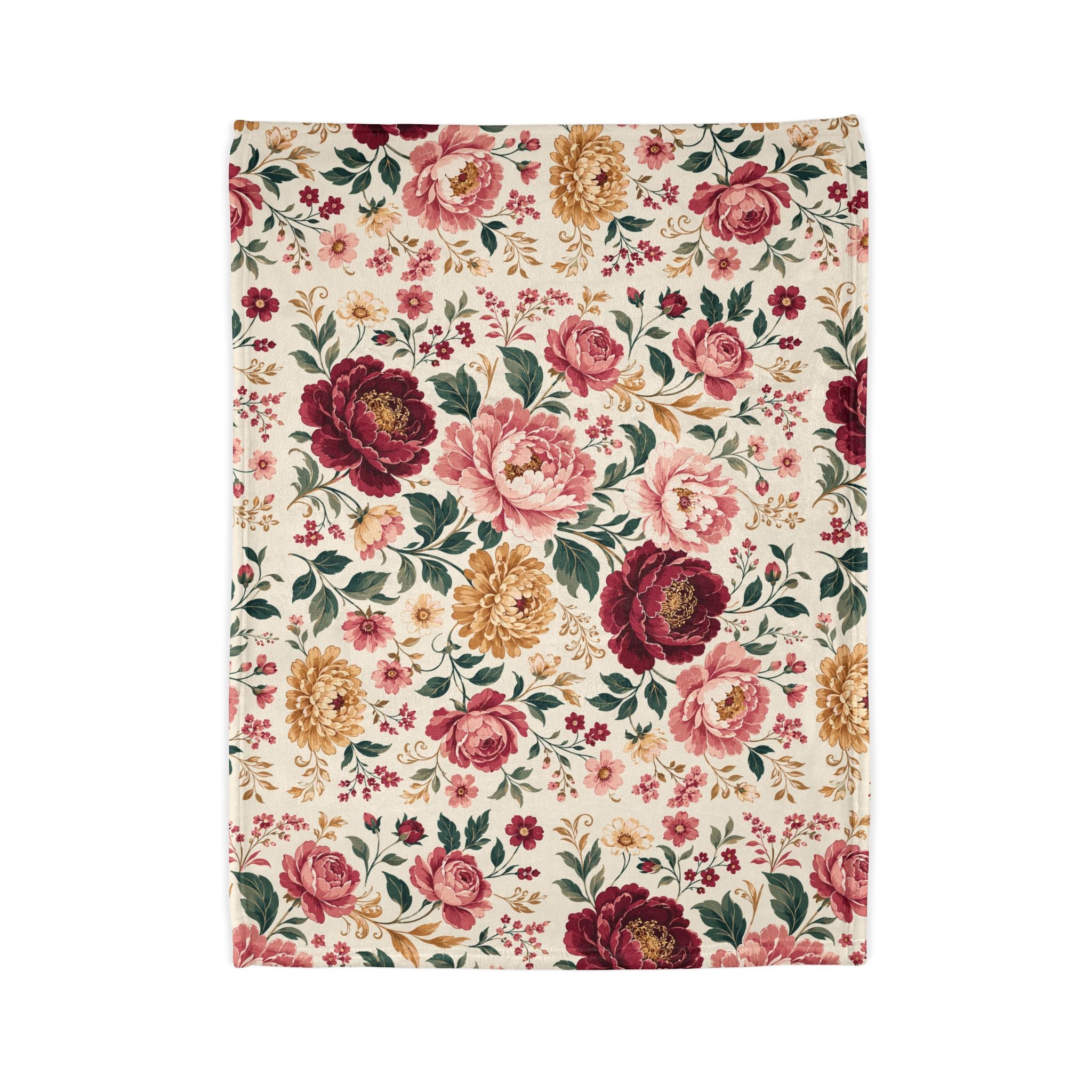 Floral Vintage Rose Blanket — Cozy Cottagecore Throw