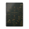 Botanical Gold A5 Spiral Notebook — 'NOTEBOOK' Vintage Floral Journal