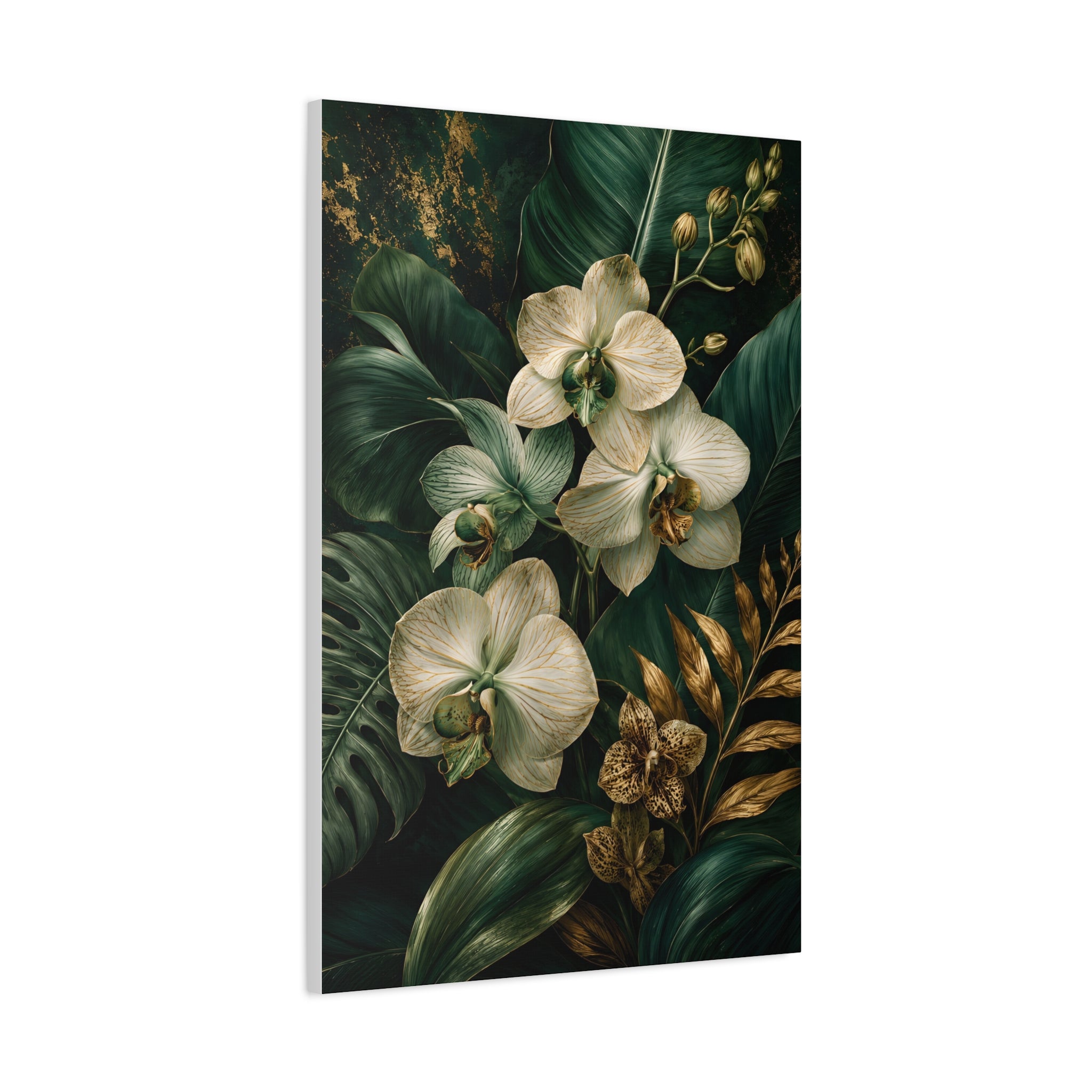 Orchid & Tropical Foliage Matte Canvas Print — Stretched Wall Art
