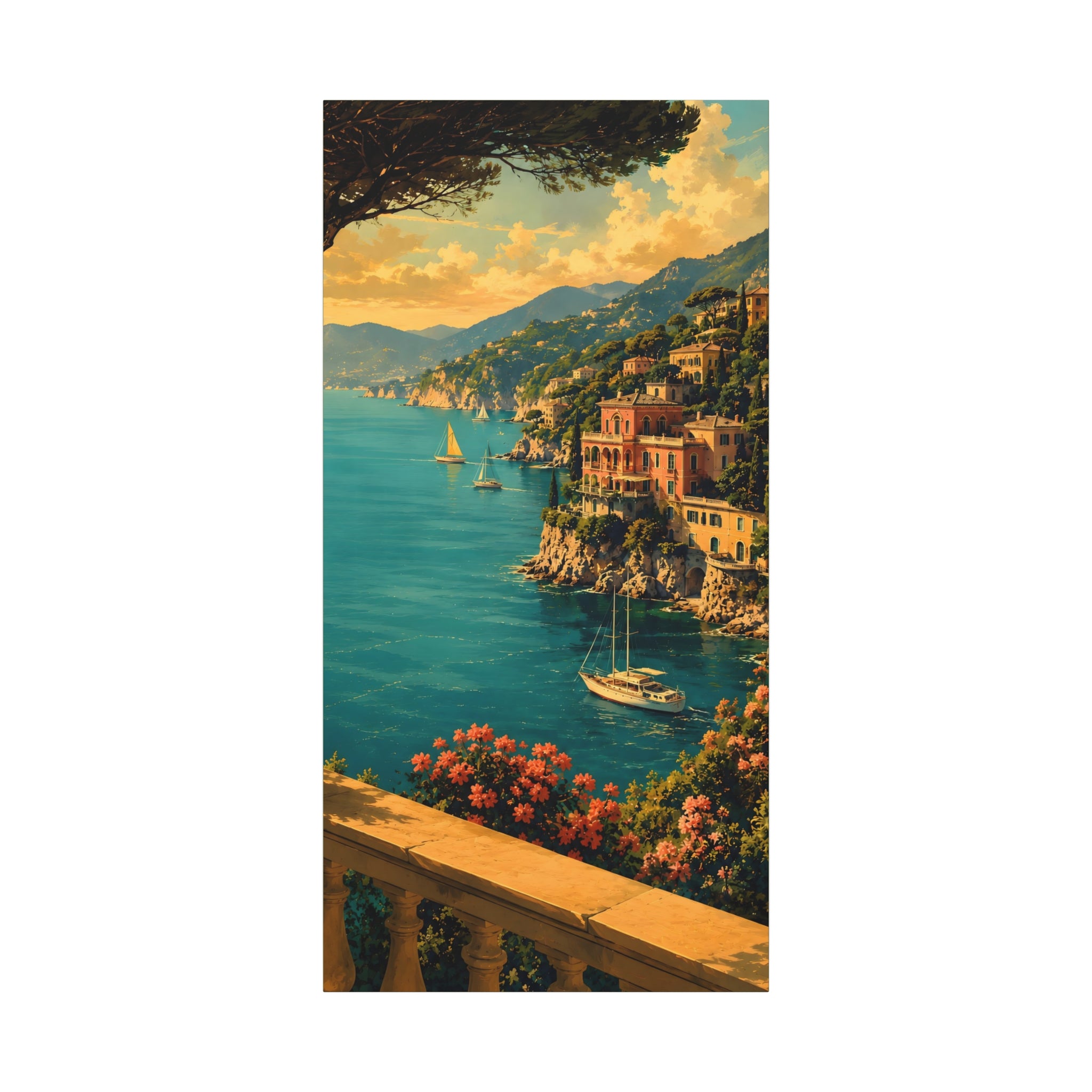 Mediterranean Coastal Canvas Print — Stretched Matte Wall Art