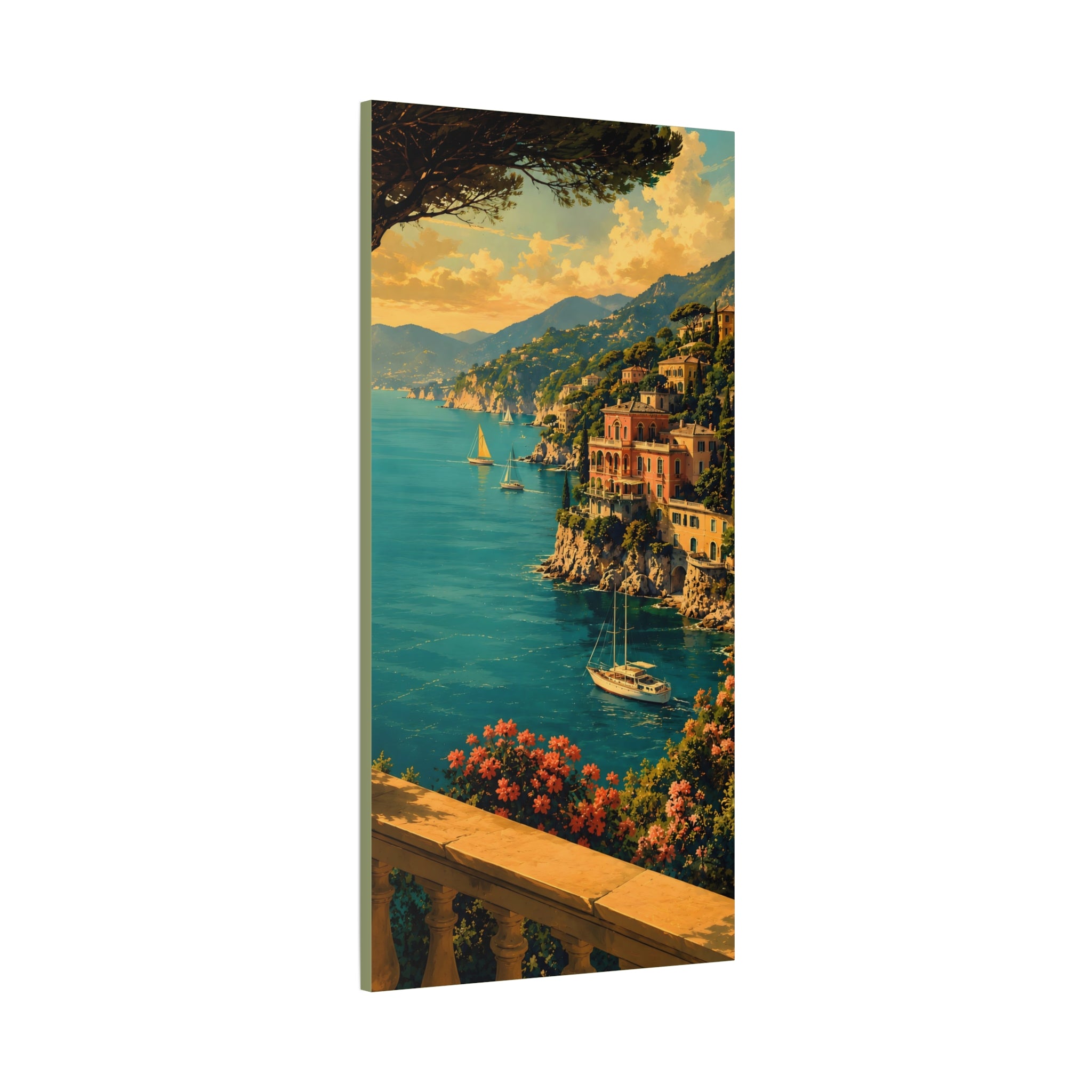 Mediterranean Coastal Canvas Print — Stretched Matte Wall Art