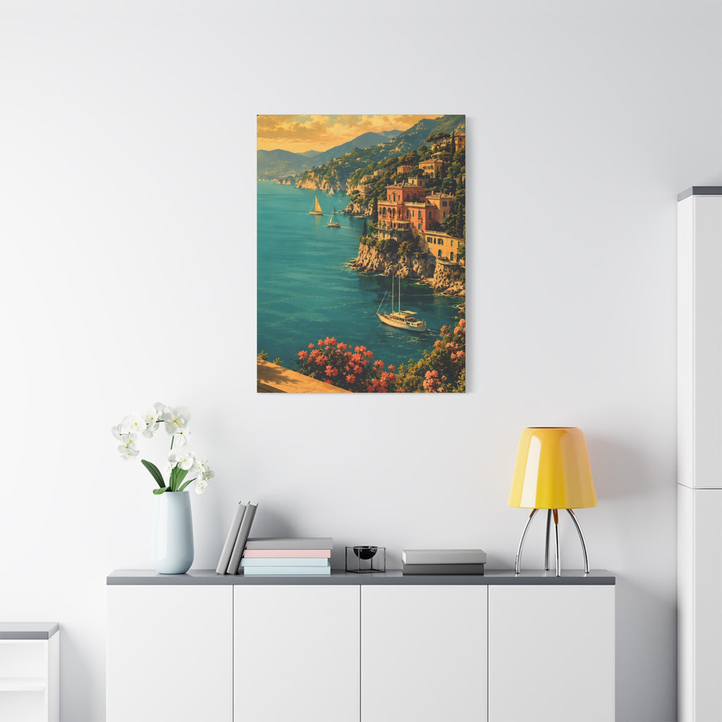 Mediterranean Coastal Canvas Print — Stretched Matte Wall Art