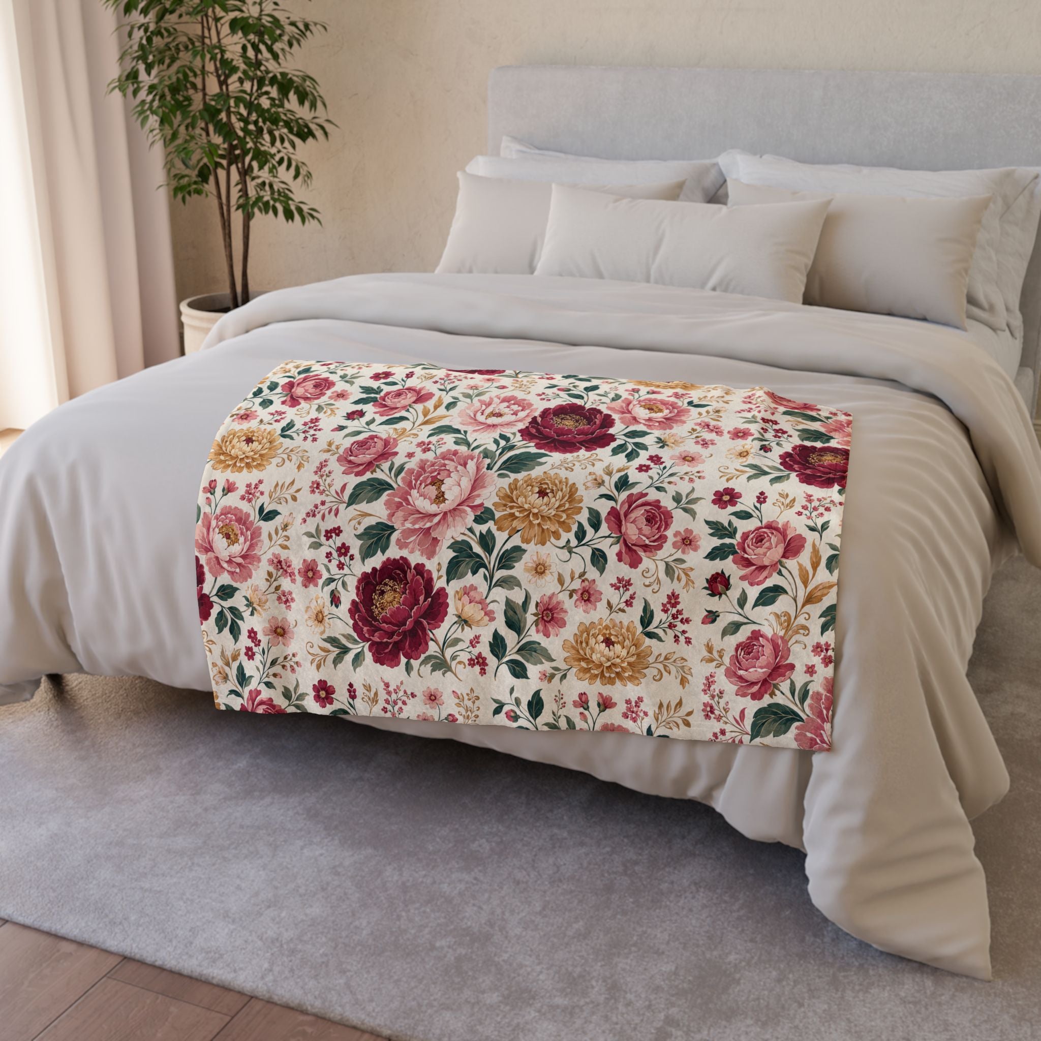 Floral Vintage Rose Blanket — Cozy Cottagecore Throw