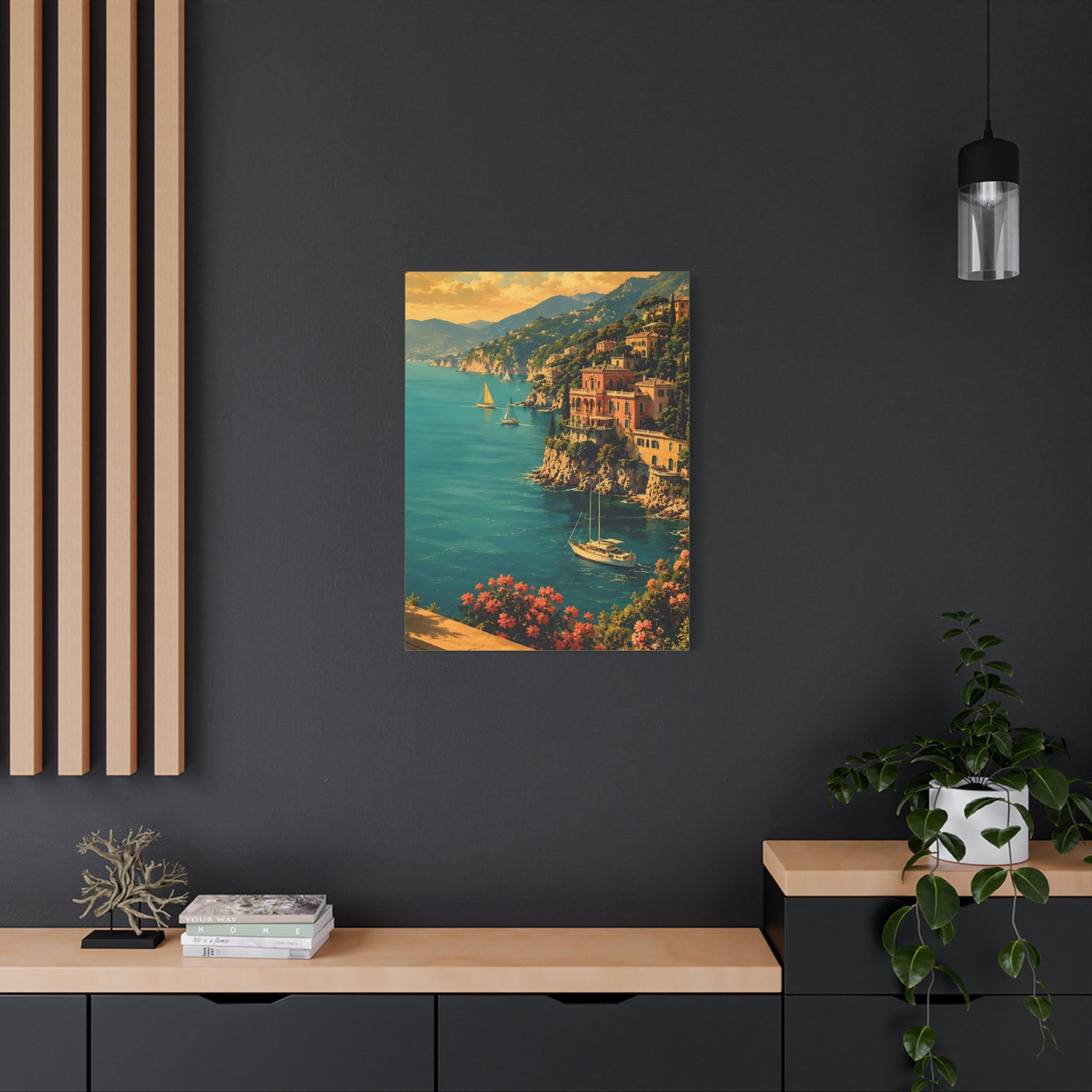 Mediterranean Coastal Canvas Print — Stretched Matte Wall Art
