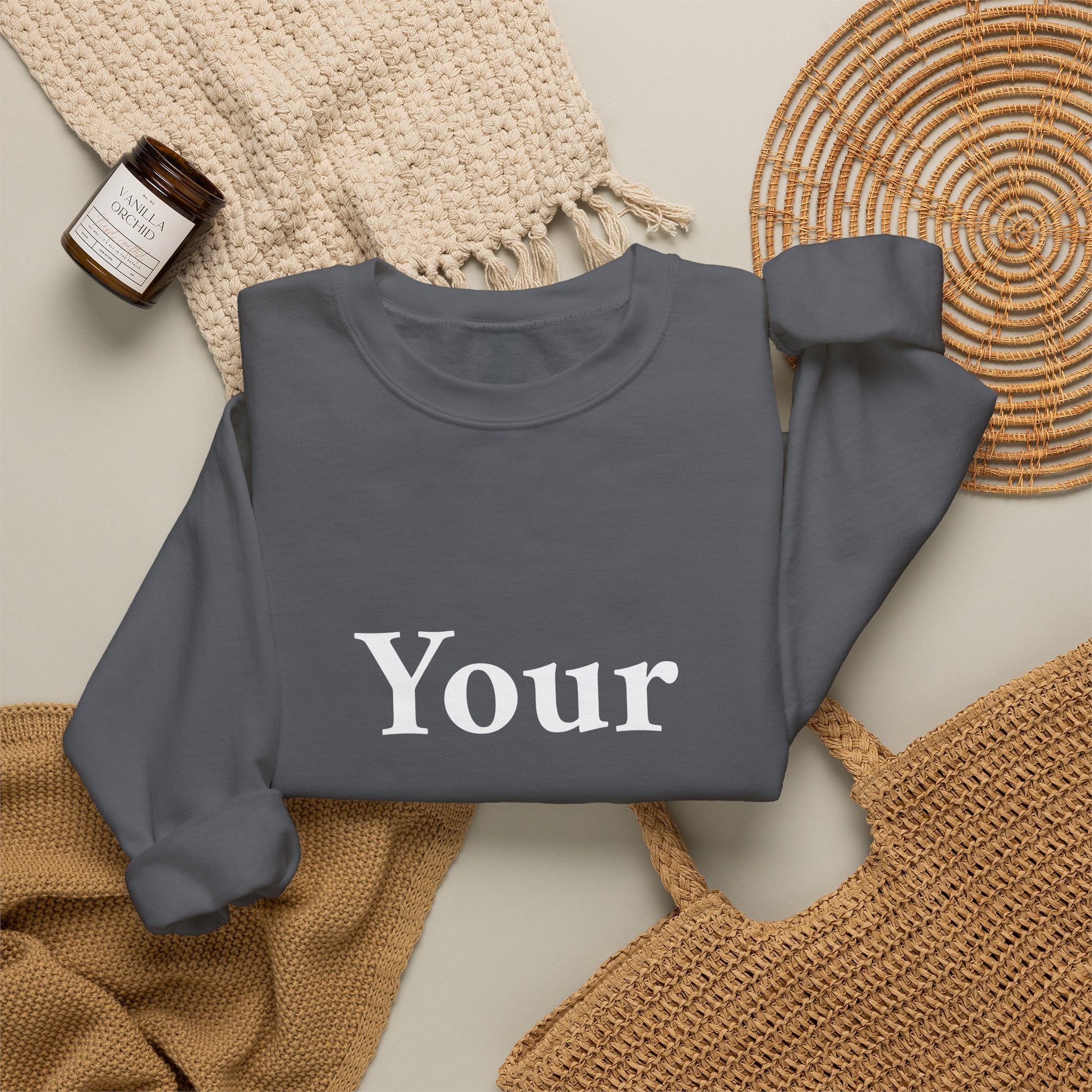 Custom Text Crewneck Sweatshirt — Personalized Minimalist Sweatshirt