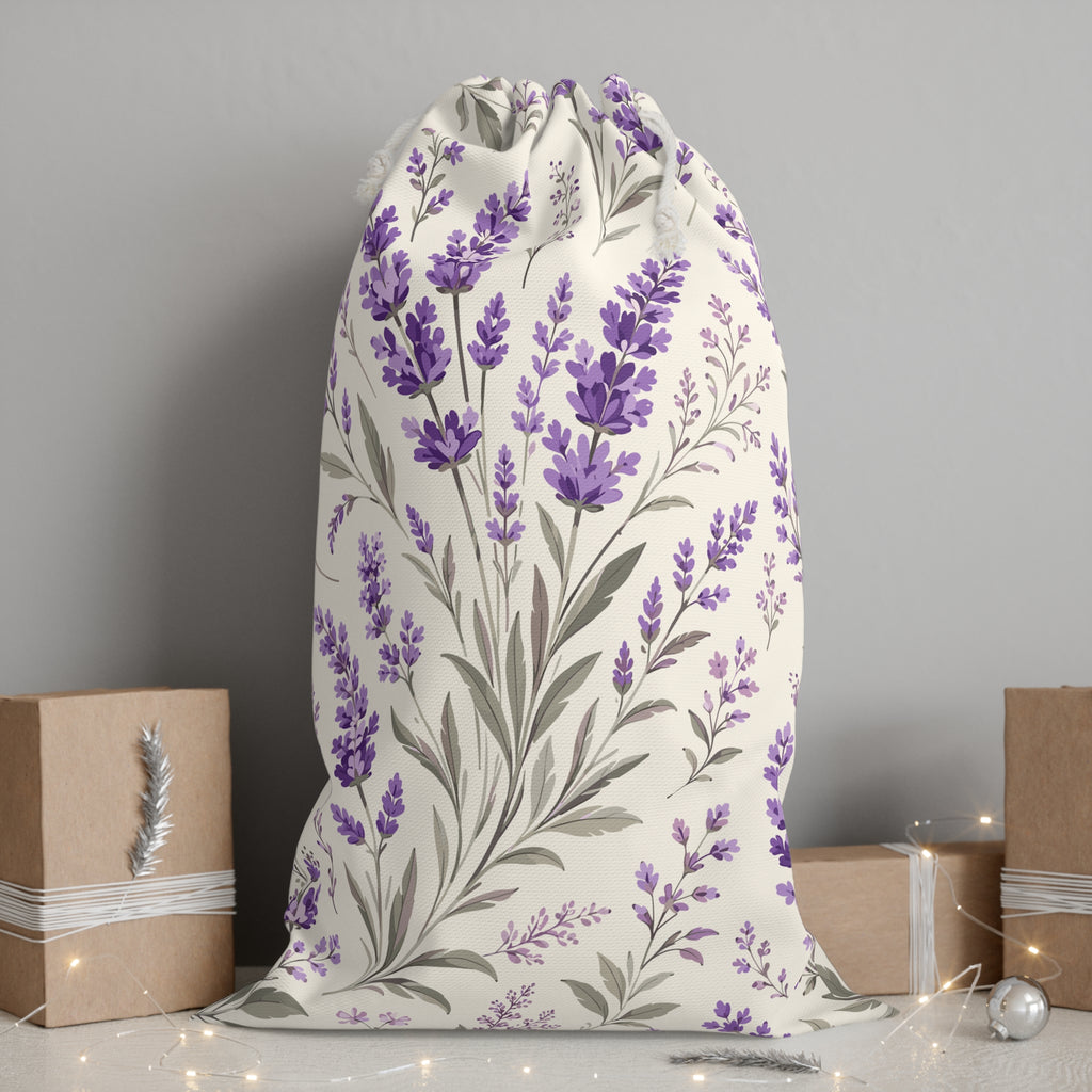 Lavender Floral Drawstring Sack — Botanical Sachet Gift Bag