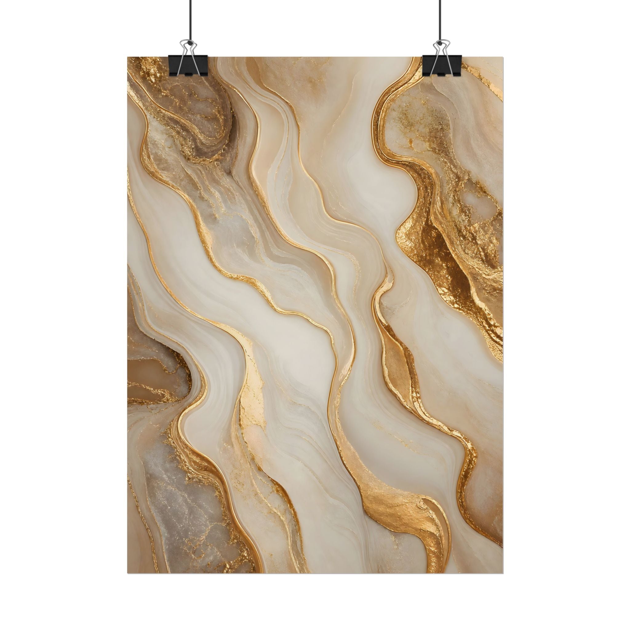 Rolled Poster – Gold Marble Abstract Wall Art, Luxe Swirl Print for Living Room & Office