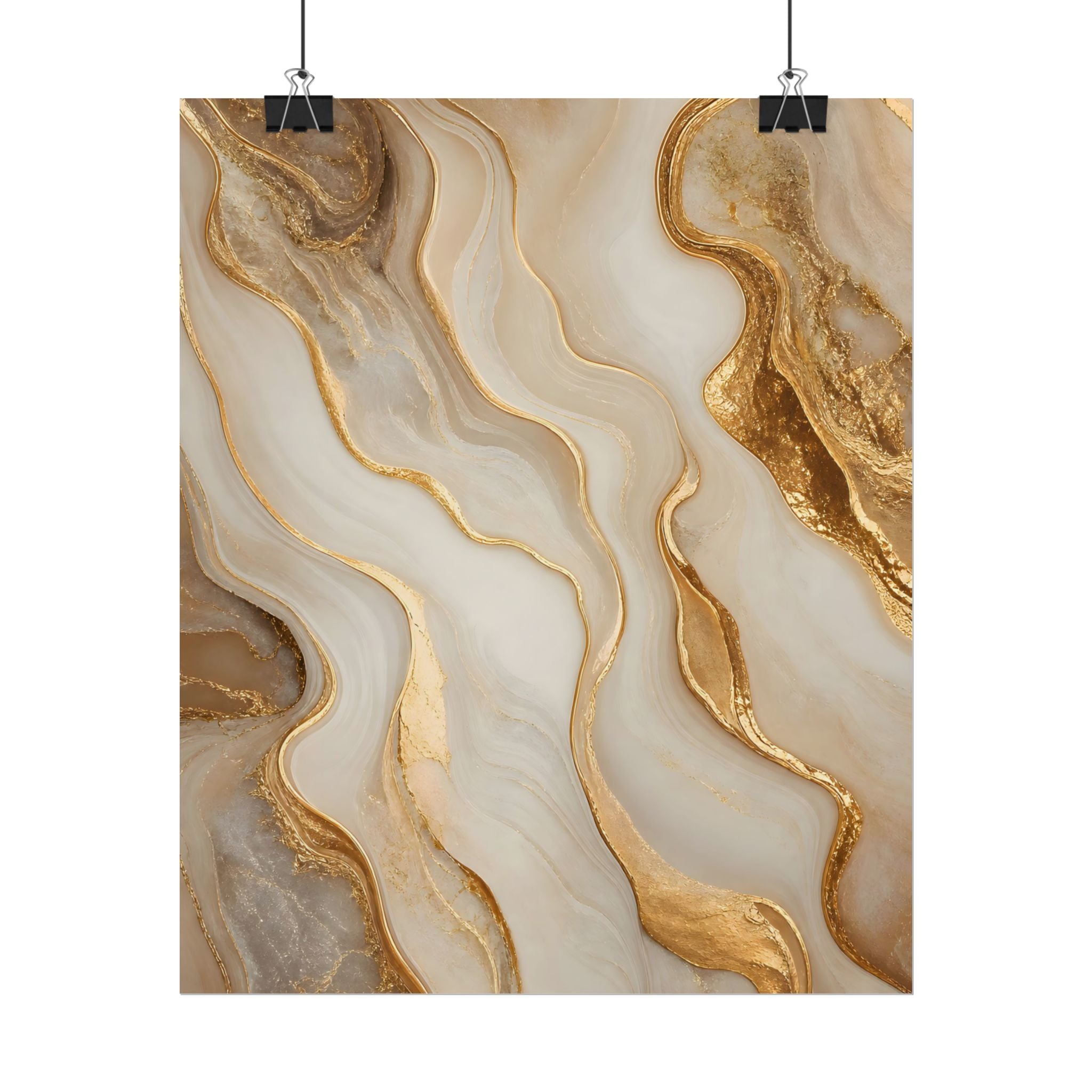 Rolled Poster – Gold Marble Abstract Wall Art, Luxe Swirl Print for Living Room & Office
