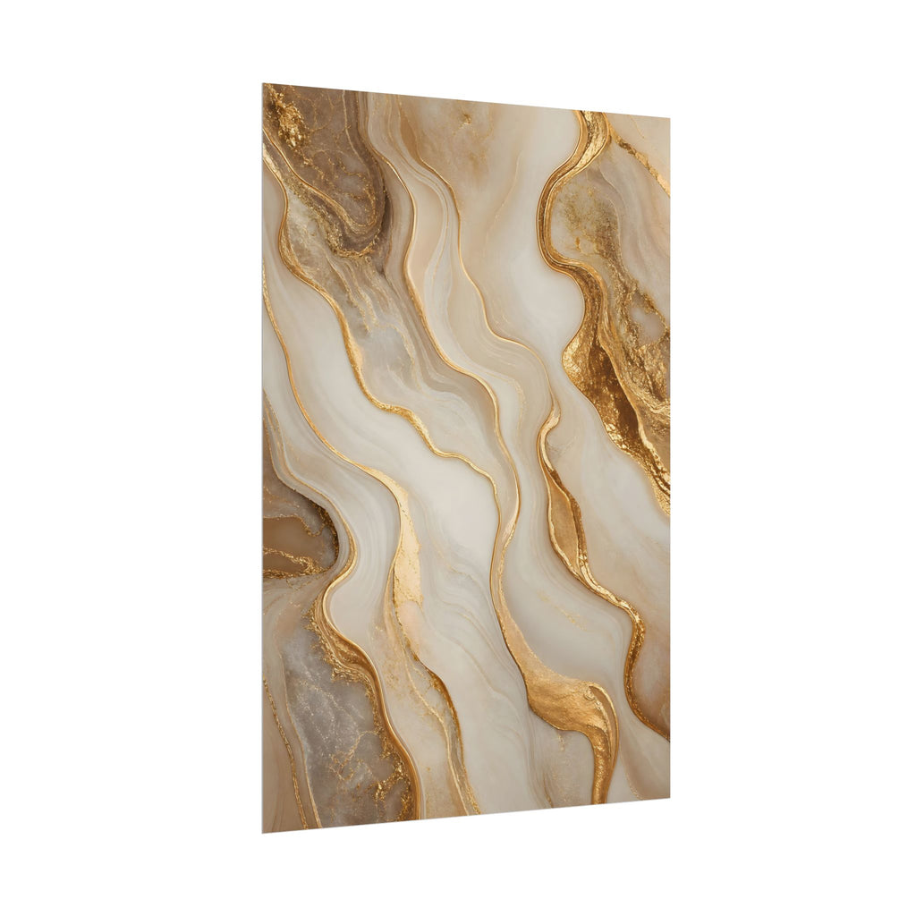 Rolled Poster – Gold Marble Abstract Wall Art, Luxe Swirl Print for Living Room & Office