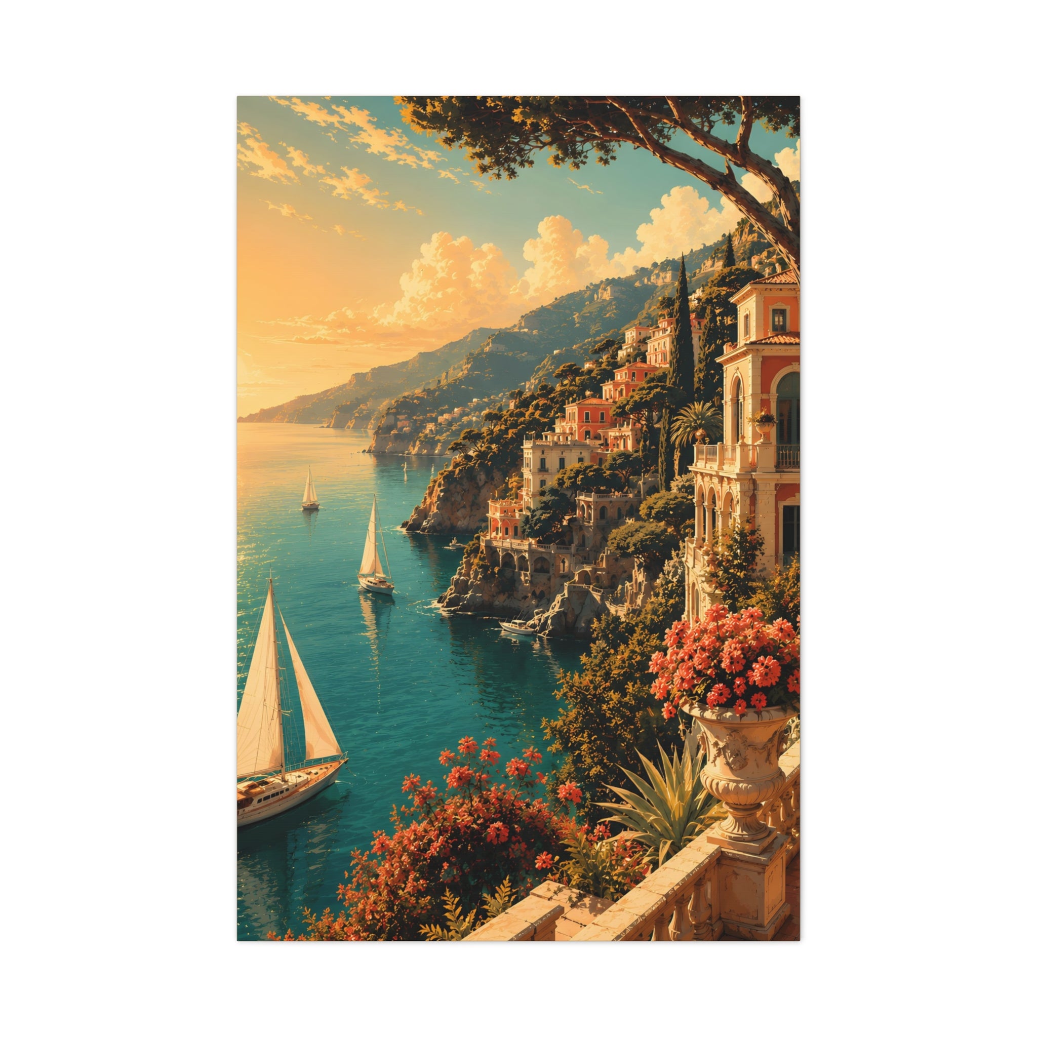 Mediterranean Coastal Sunset Matte Canvas