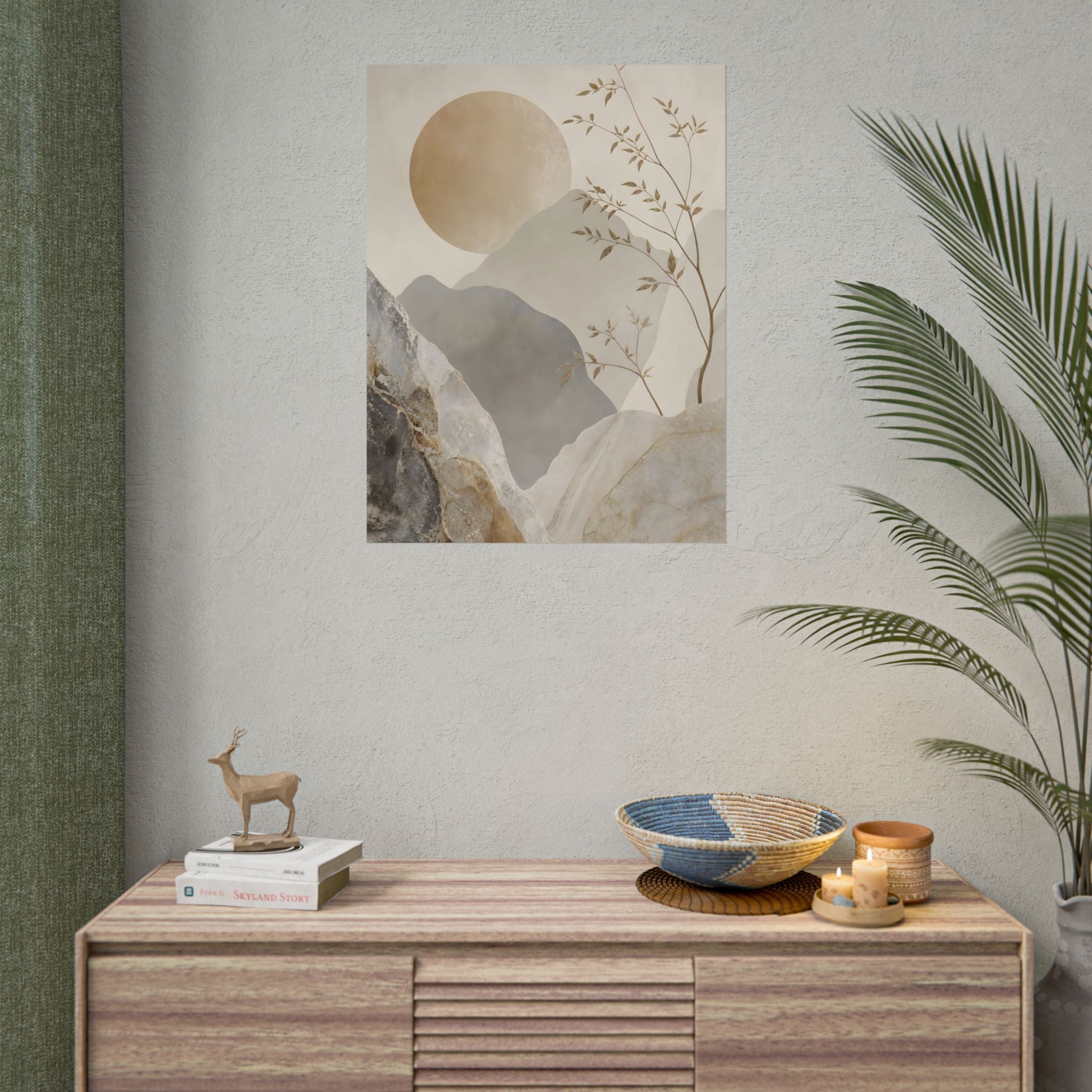 Neutral Minimalist Mountain Sun Rolled Poster