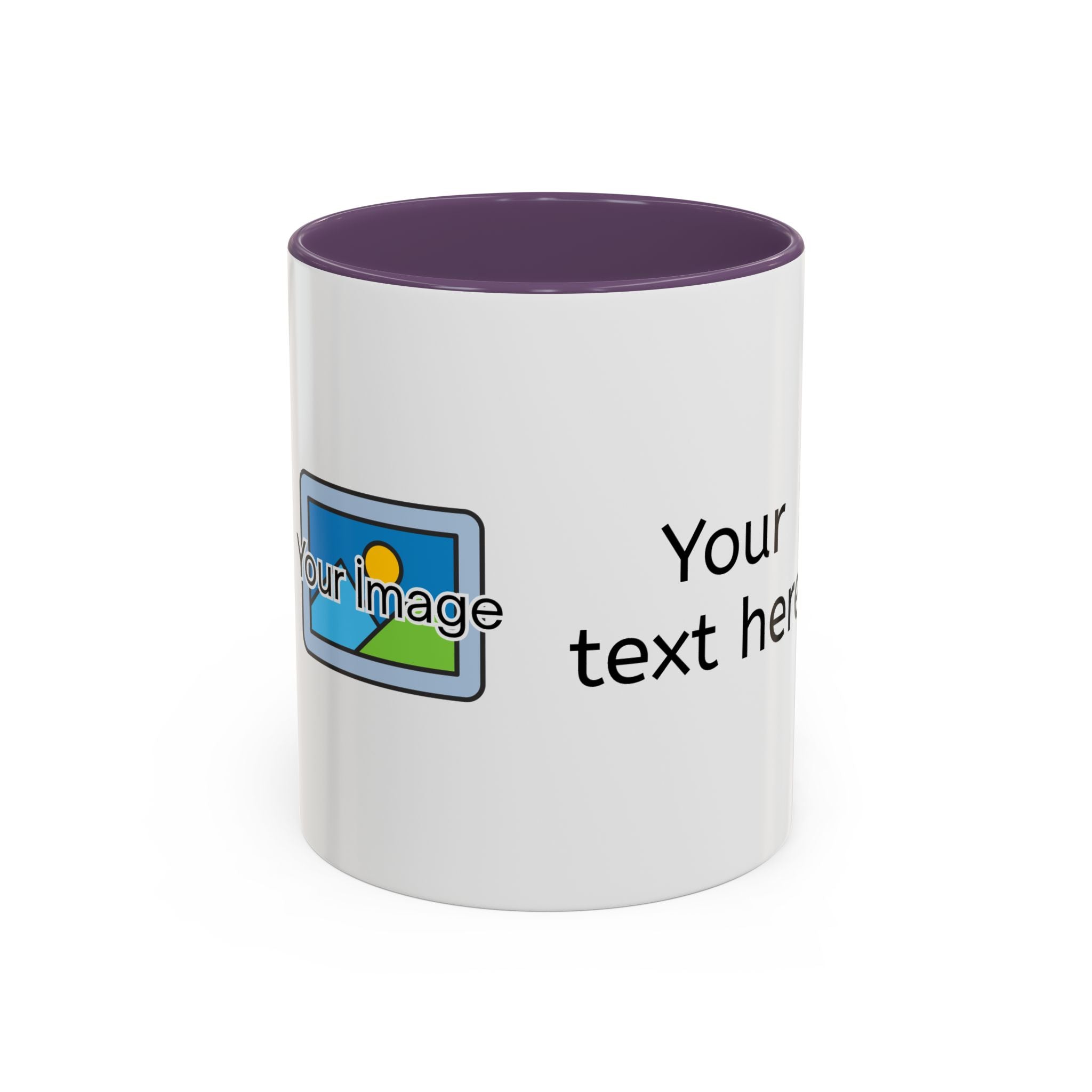 Personalized Accent Coffee Mug - Custom Text & Image, 11oz/15oz