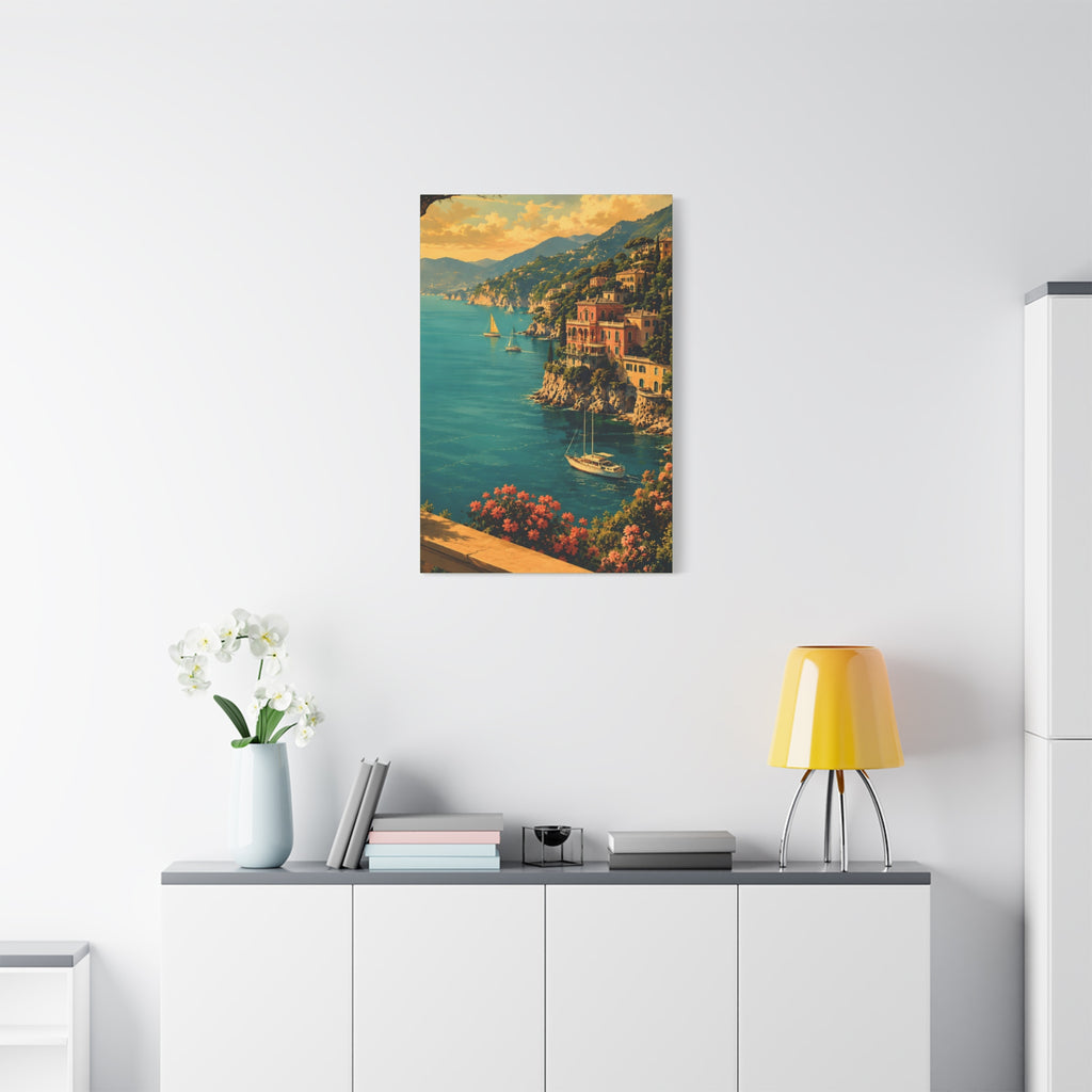 Mediterranean Coastal Canvas Print — Stretched Matte Wall Art