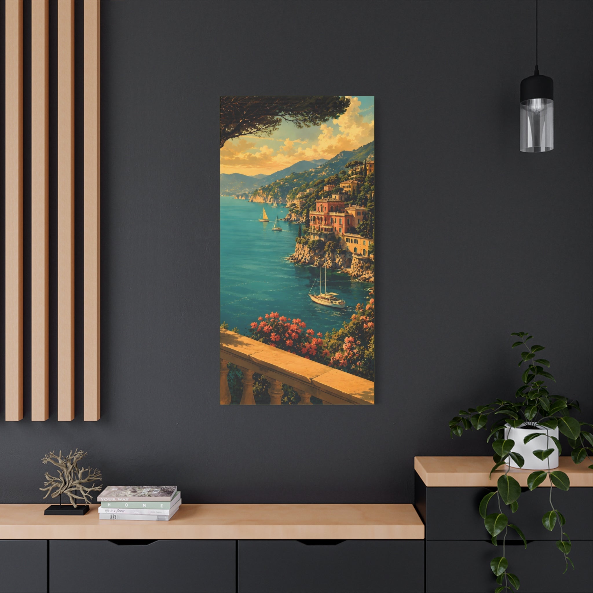 Mediterranean Coastal Canvas Print — Stretched Matte Wall Art