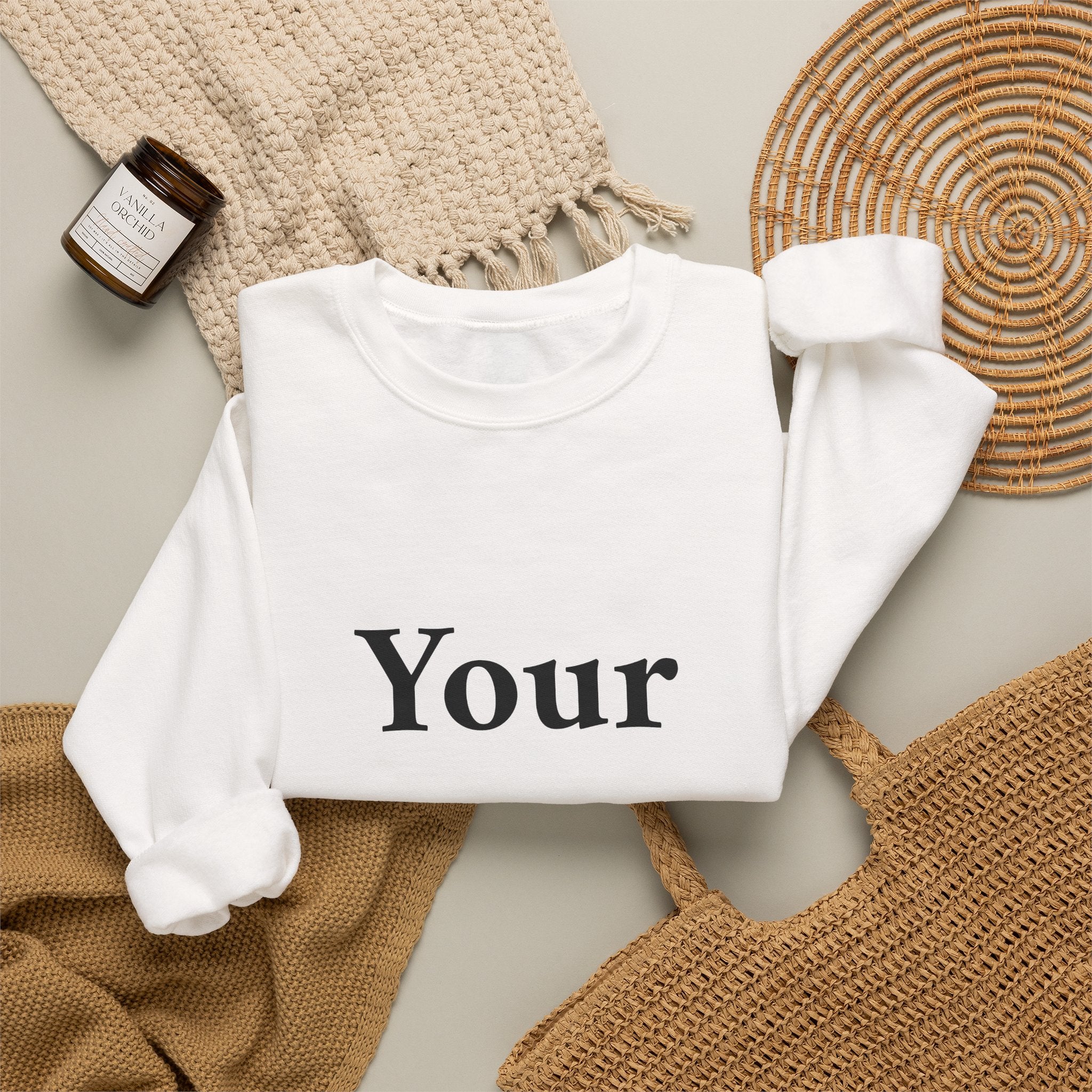 Custom Text Crewneck Sweatshirt — Personalized Minimalist Sweatshirt
