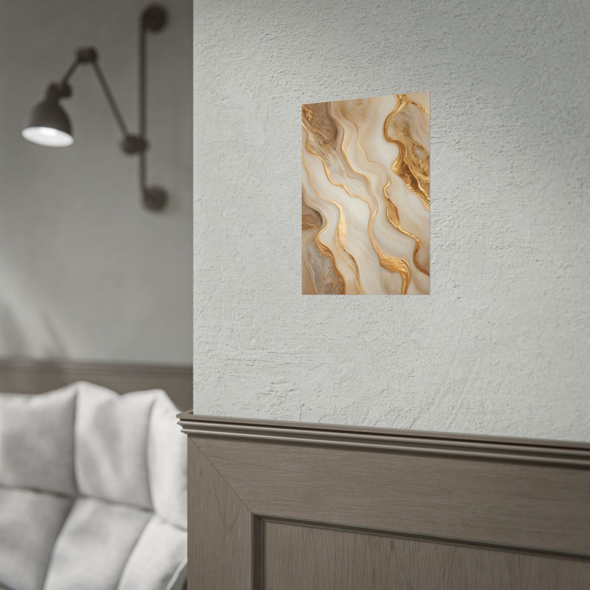 Rolled Poster – Gold Marble Abstract Wall Art, Luxe Swirl Print for Living Room & Office
