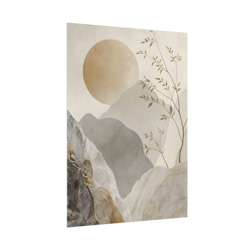 Neutral Minimalist Mountain Sun Rolled Poster