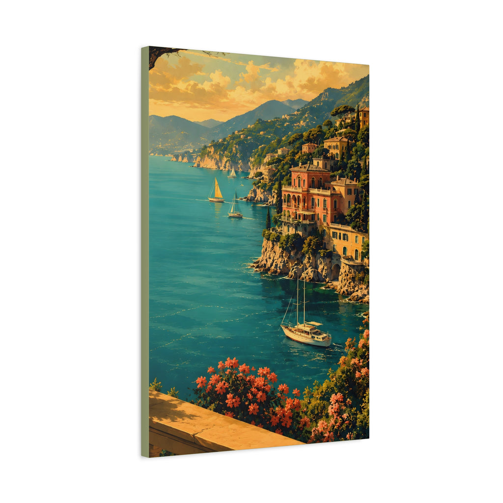 Mediterranean Coastal Canvas Print — Stretched Matte Wall Art