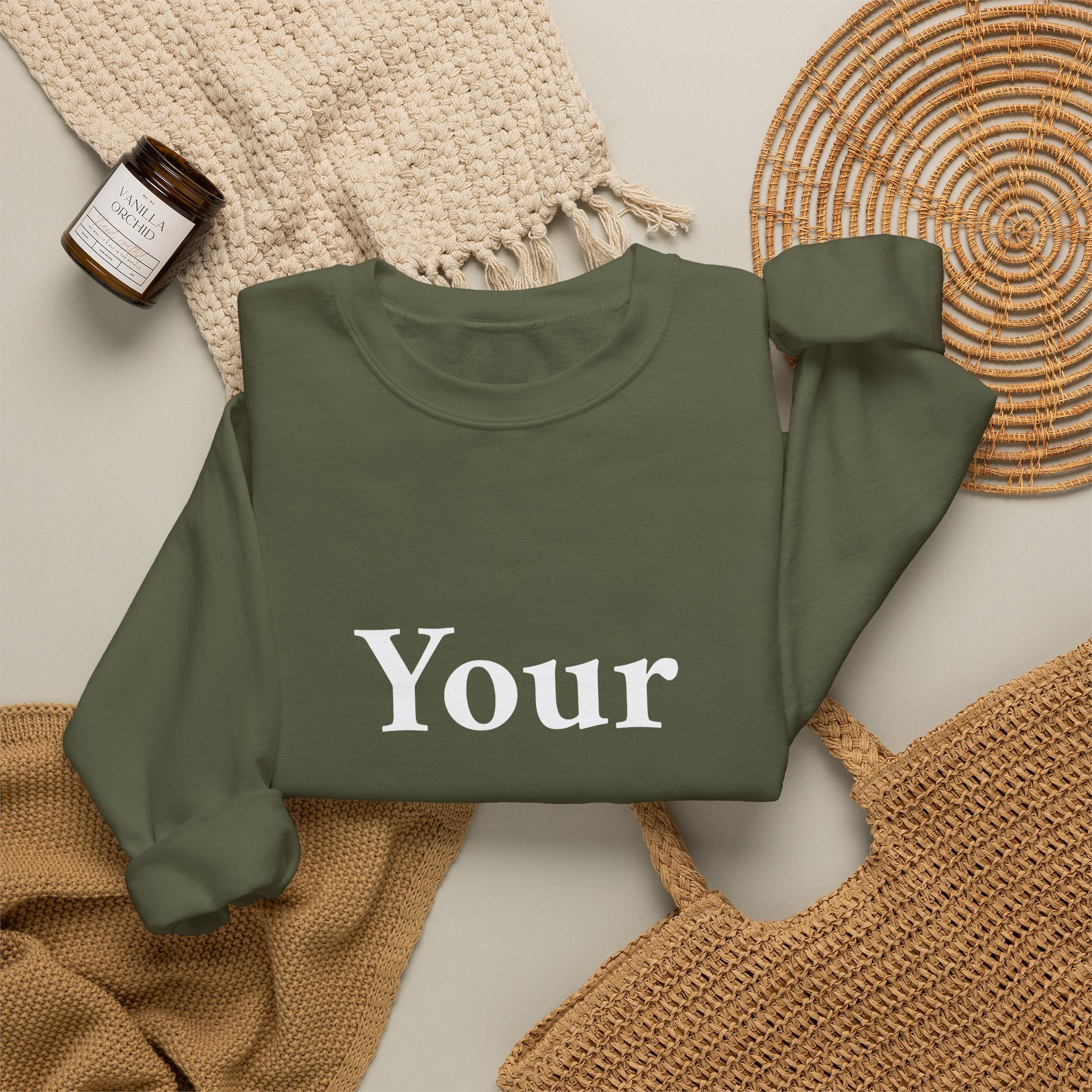 Custom Text Crewneck Sweatshirt — Personalized Minimalist Sweatshirt