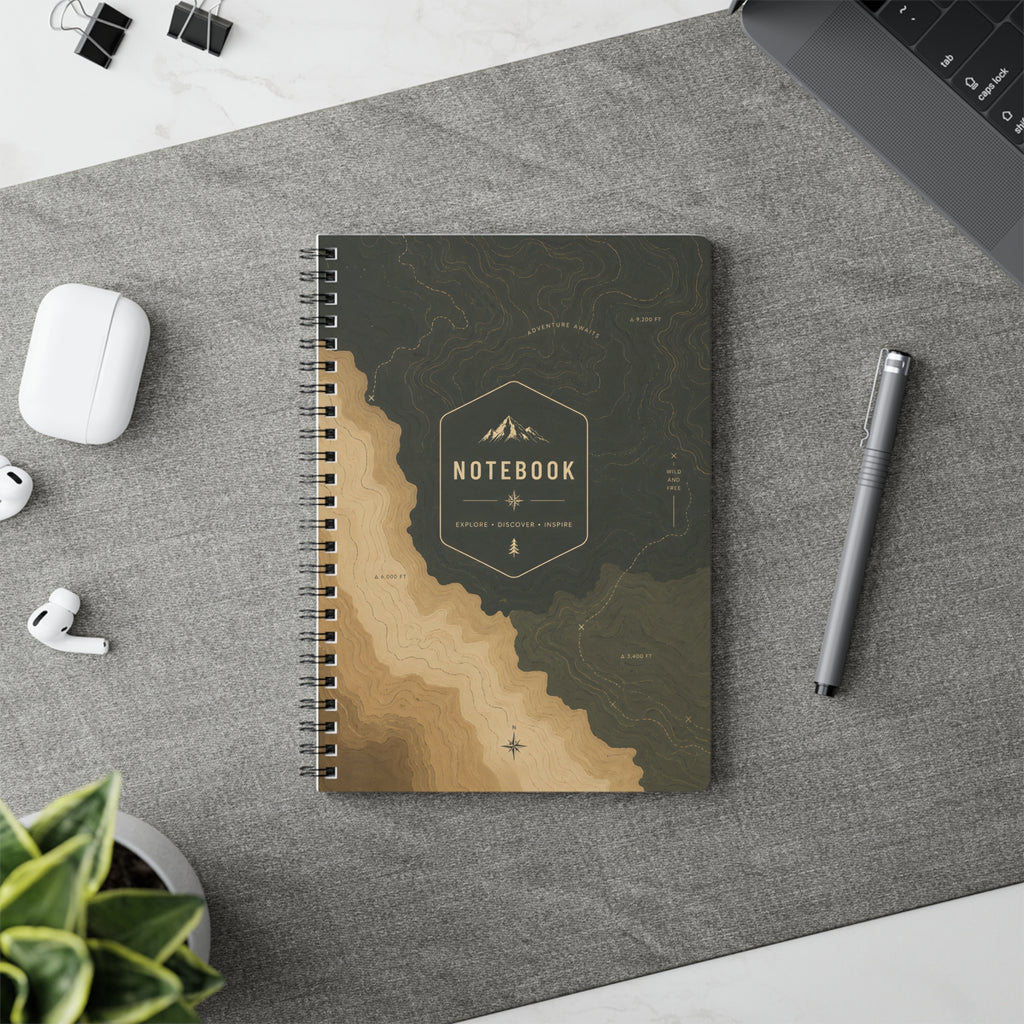 A5 Topographic Adventure Notebook — 'Notebook' Mountain Design Wirobound Journal
