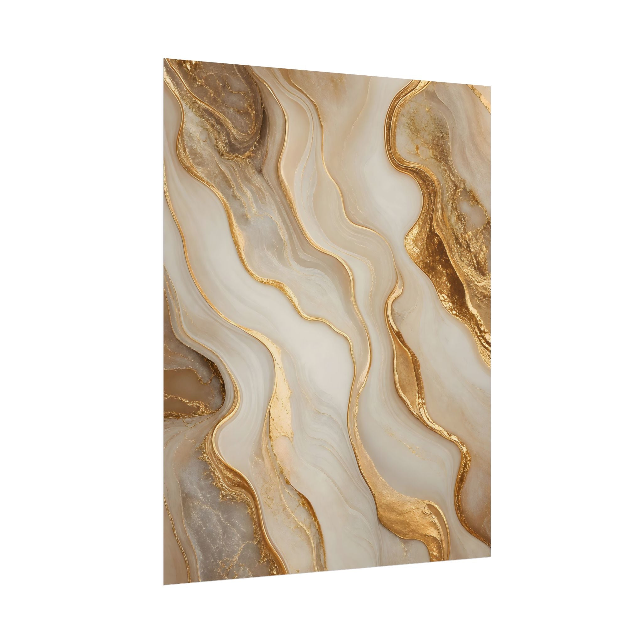 Rolled Poster – Gold Marble Abstract Wall Art, Luxe Swirl Print for Living Room & Office