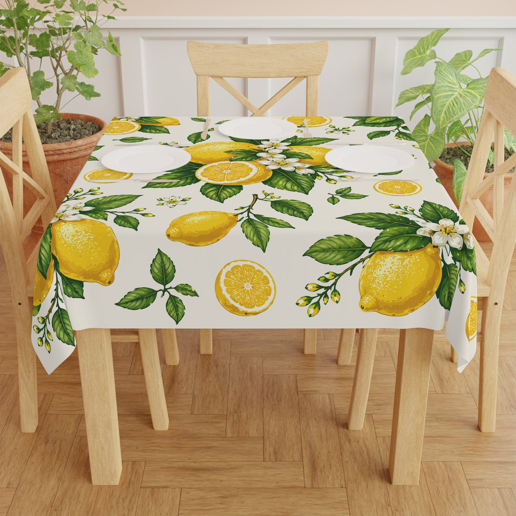 Lemon Grove Tablecloth — Bright Citrus Floral Table Linen