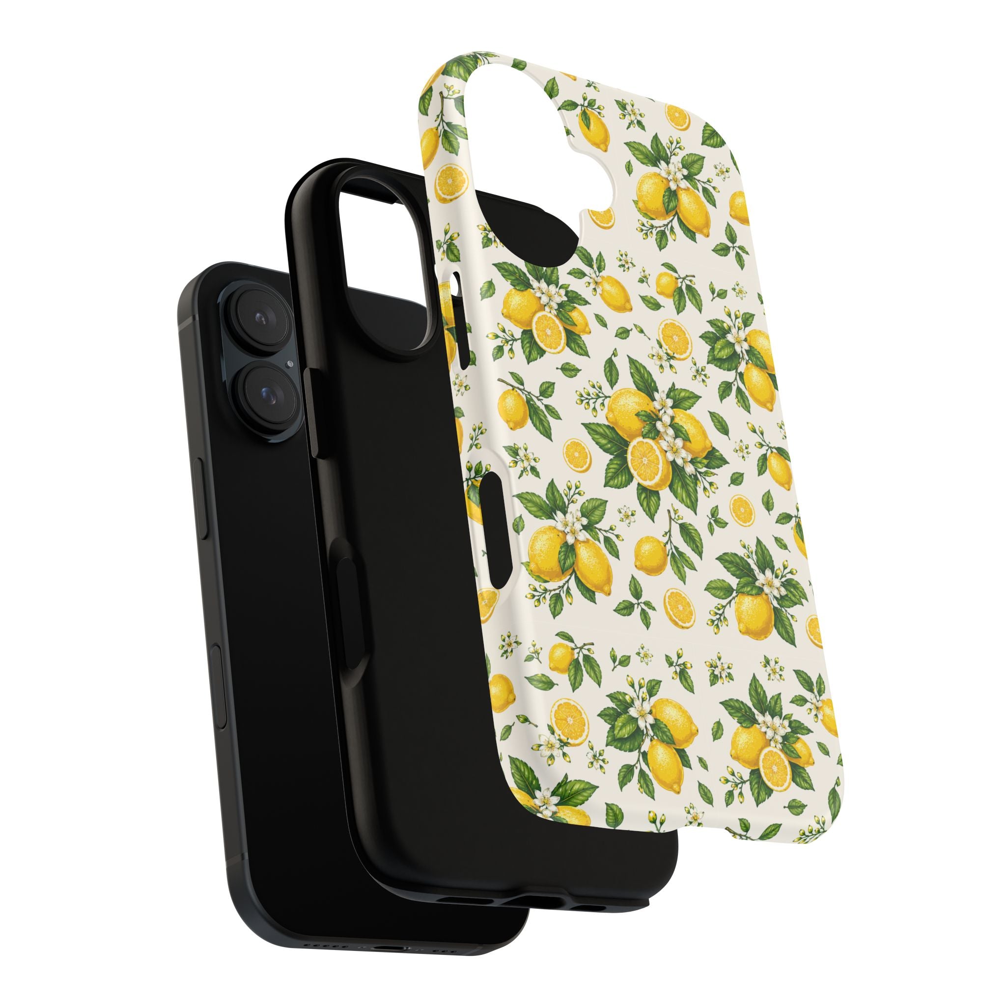 Lemon Pattern Tough Phone Case — Citrus Floral Protective iPhone Cover