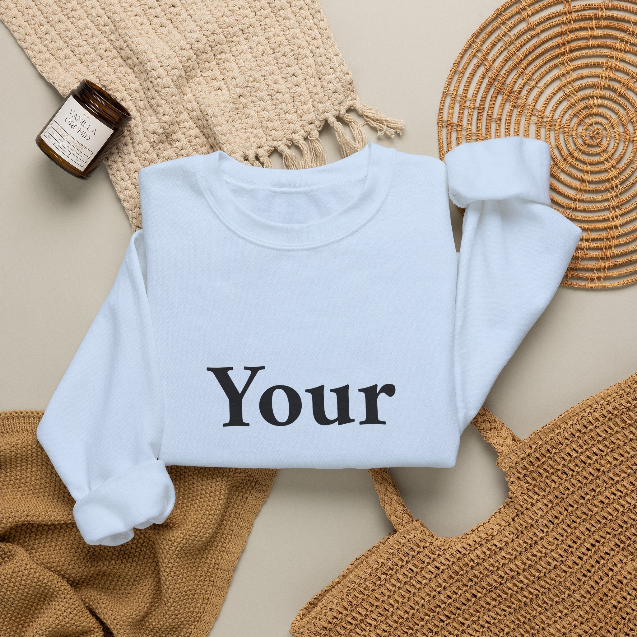 Custom Text Crewneck Sweatshirt — Personalized Minimalist Sweatshirt