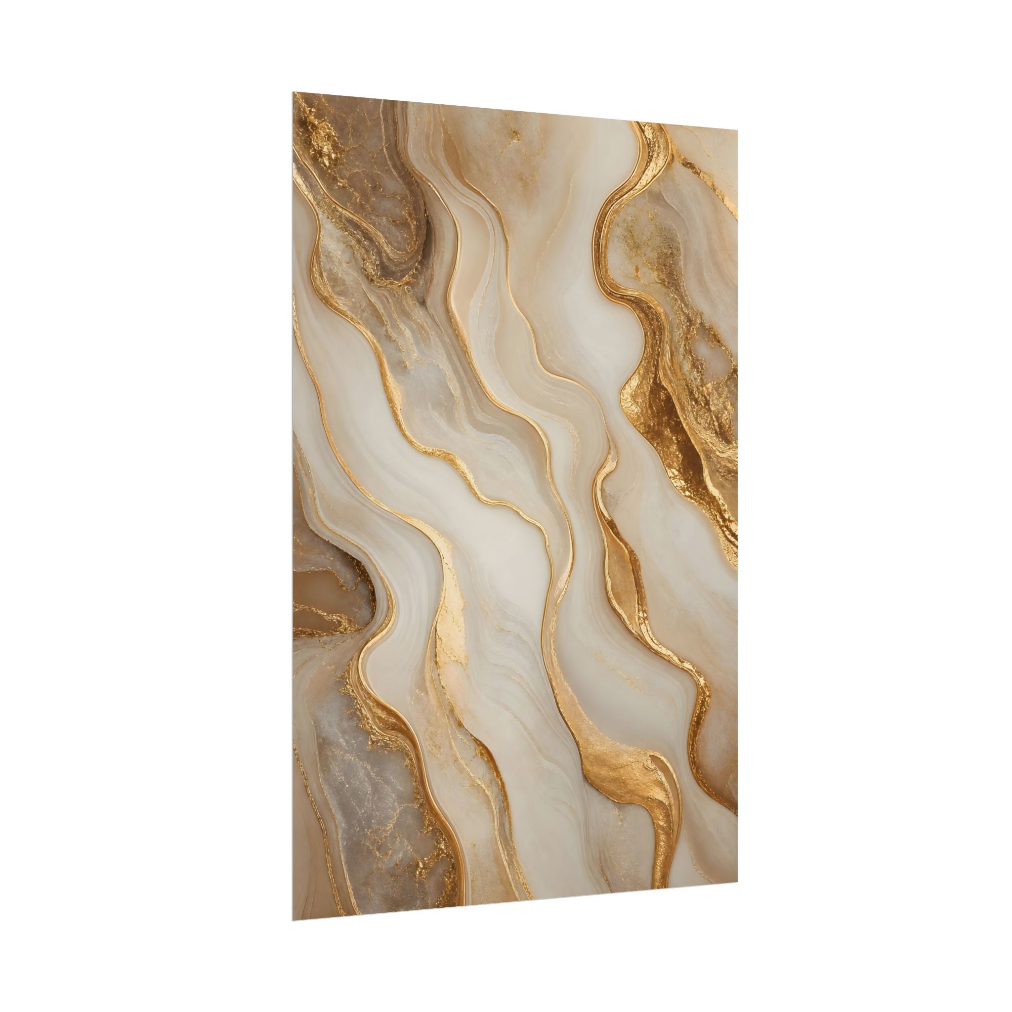 Rolled Poster – Gold Marble Abstract Wall Art, Luxe Swirl Print for Living Room & Office