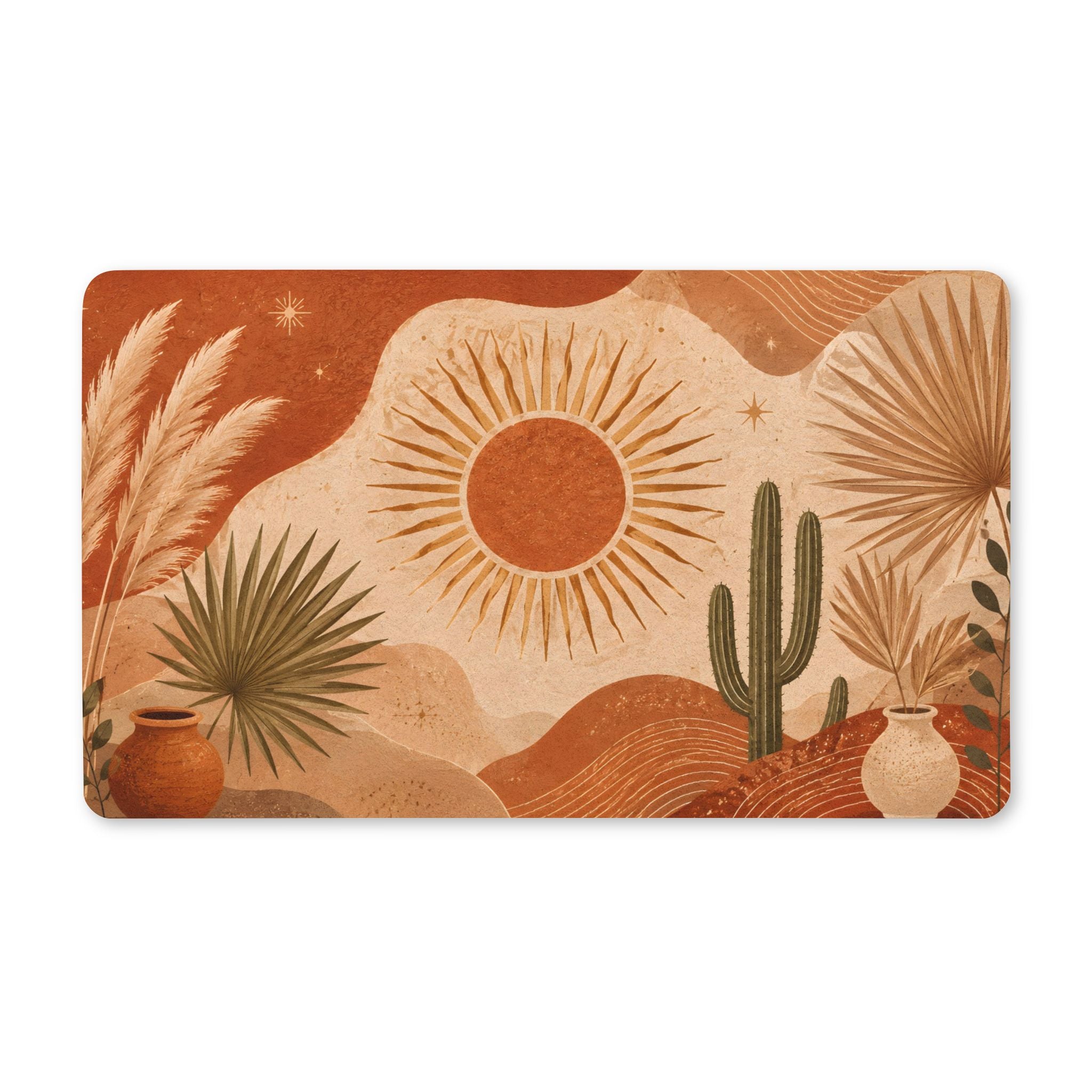 Desert Sun Doormat — Boho Cactus Entry Rug