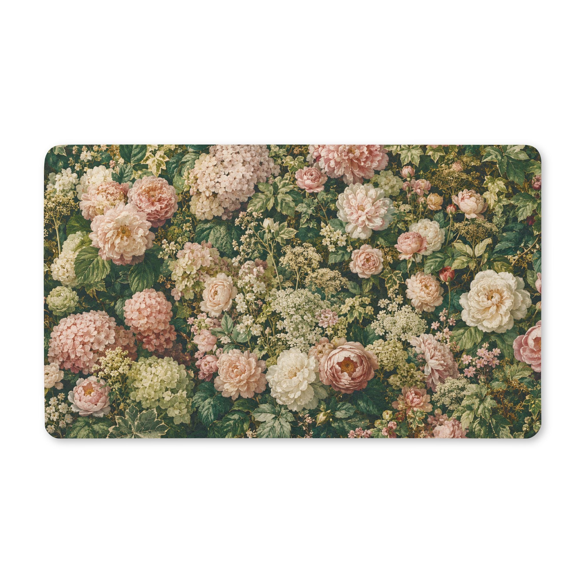 Floral Cottage Garden Doormat — Vintage Rose Polyester Welcome Mat