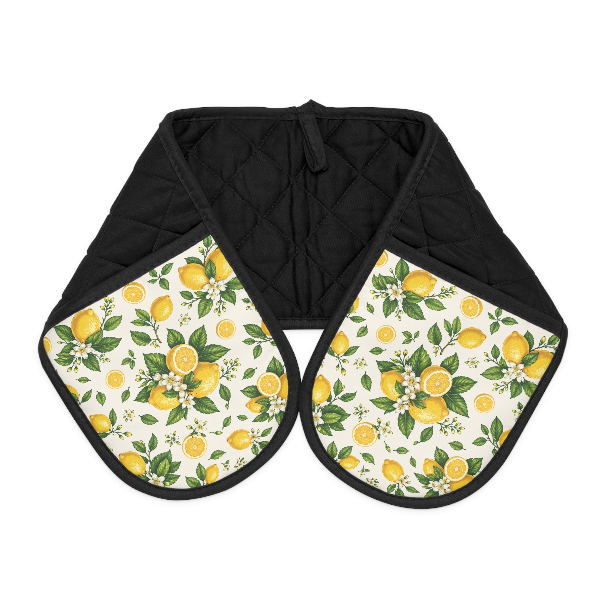 Lemon Blossom Double Oven Mitt – Quilted Heat-Resistant Pot Holder