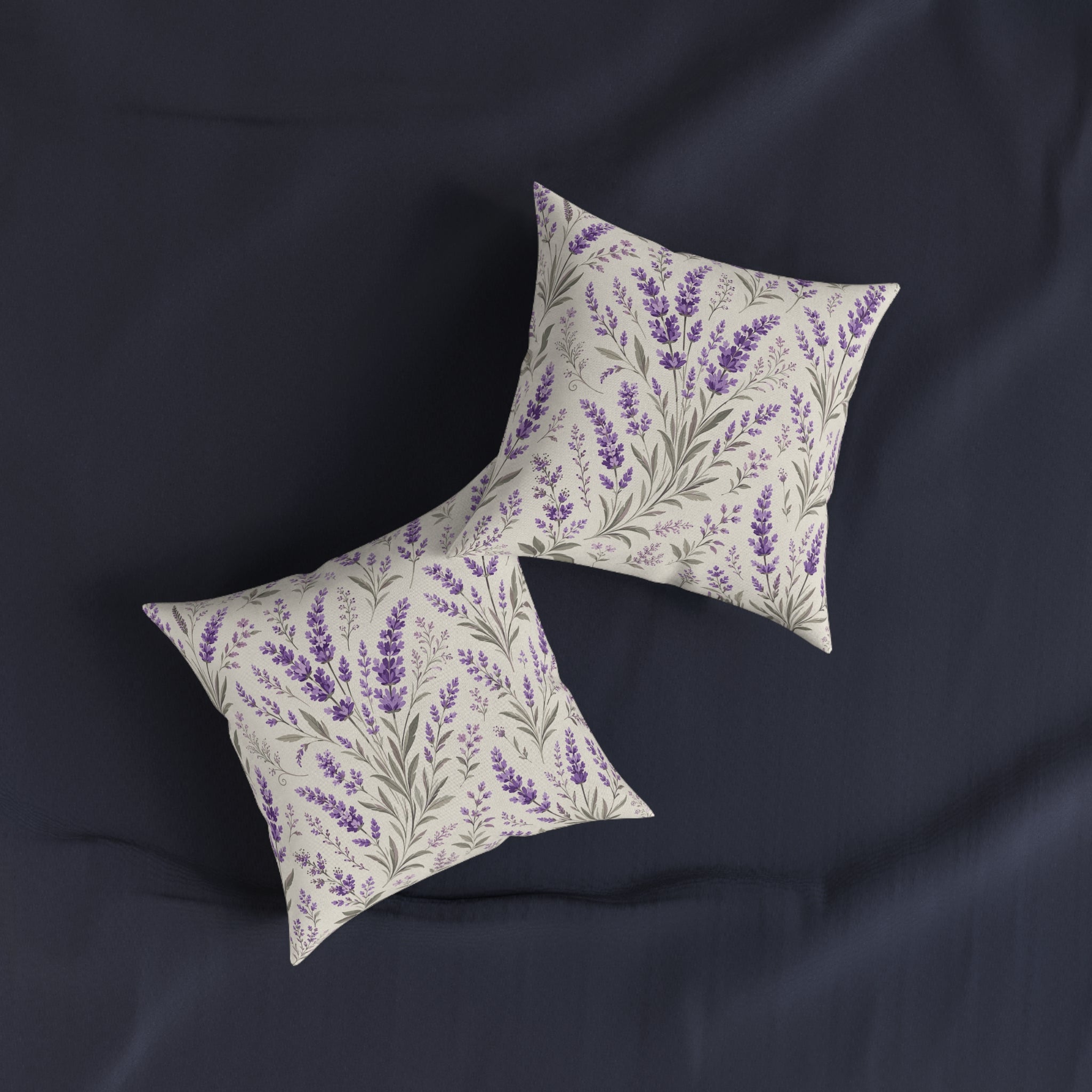 Lavender Blossom Square Pillow — Floral Decorative Throw Pillow