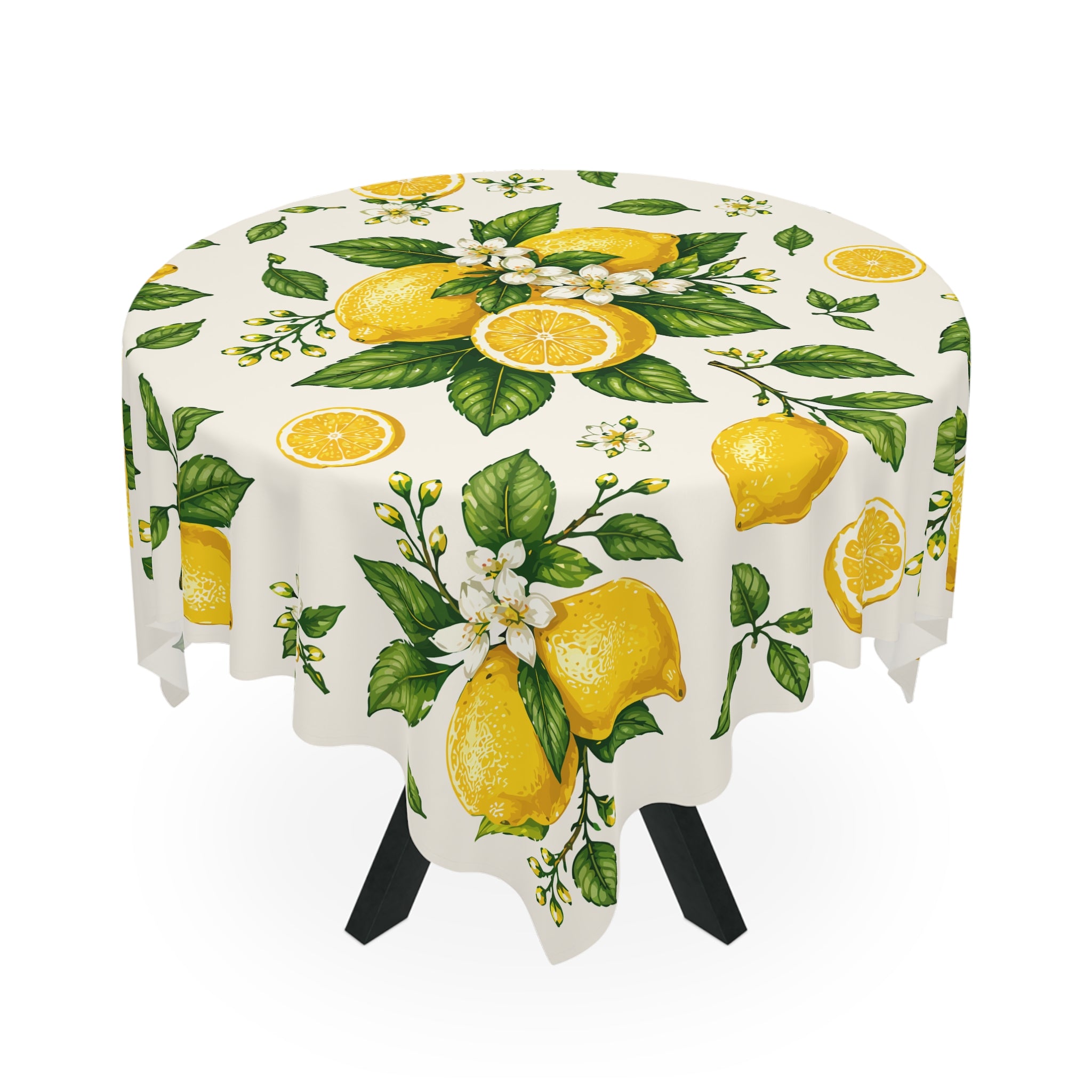 Lemon Grove Tablecloth — Bright Citrus Floral Table Linen