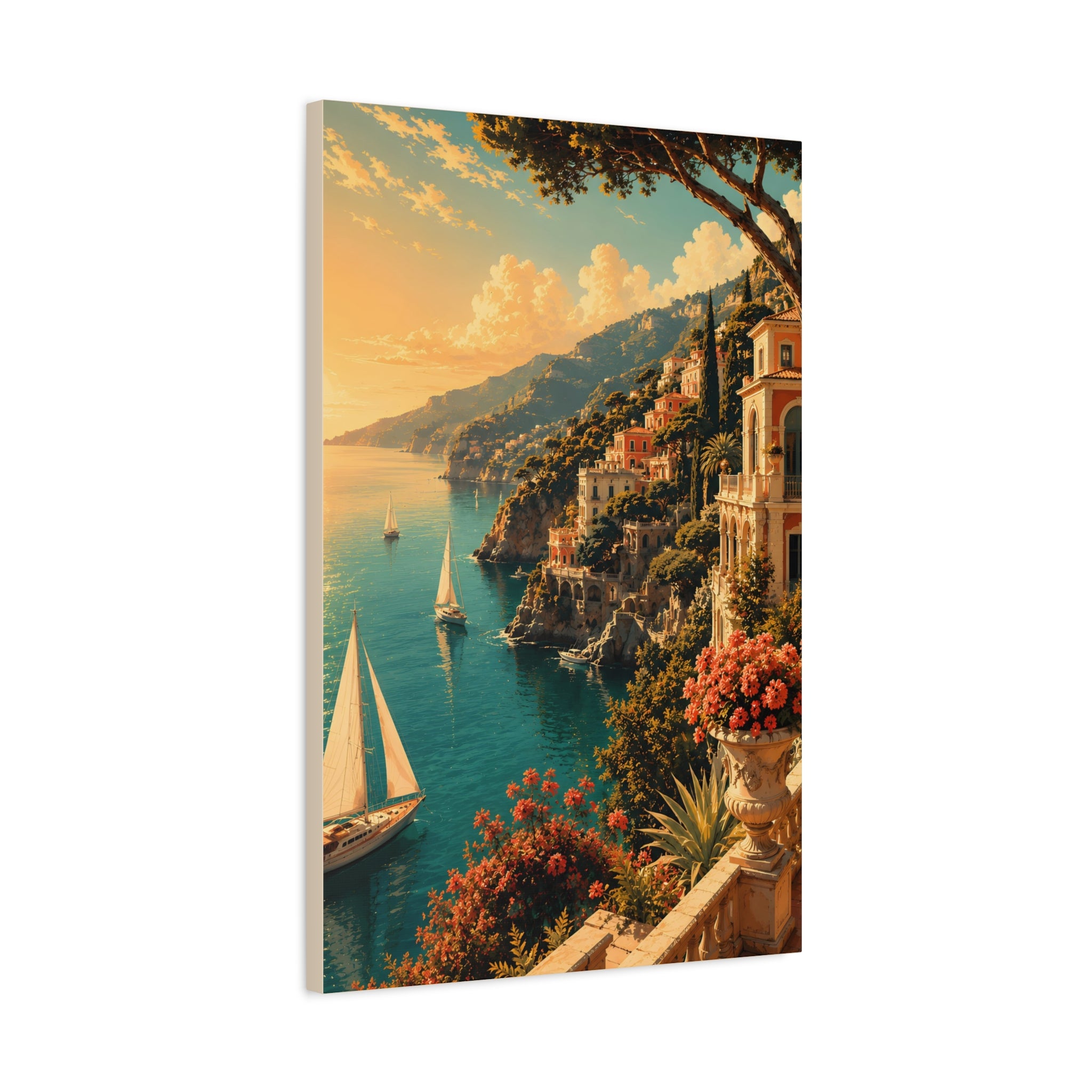 Mediterranean Coastal Sunset Matte Canvas