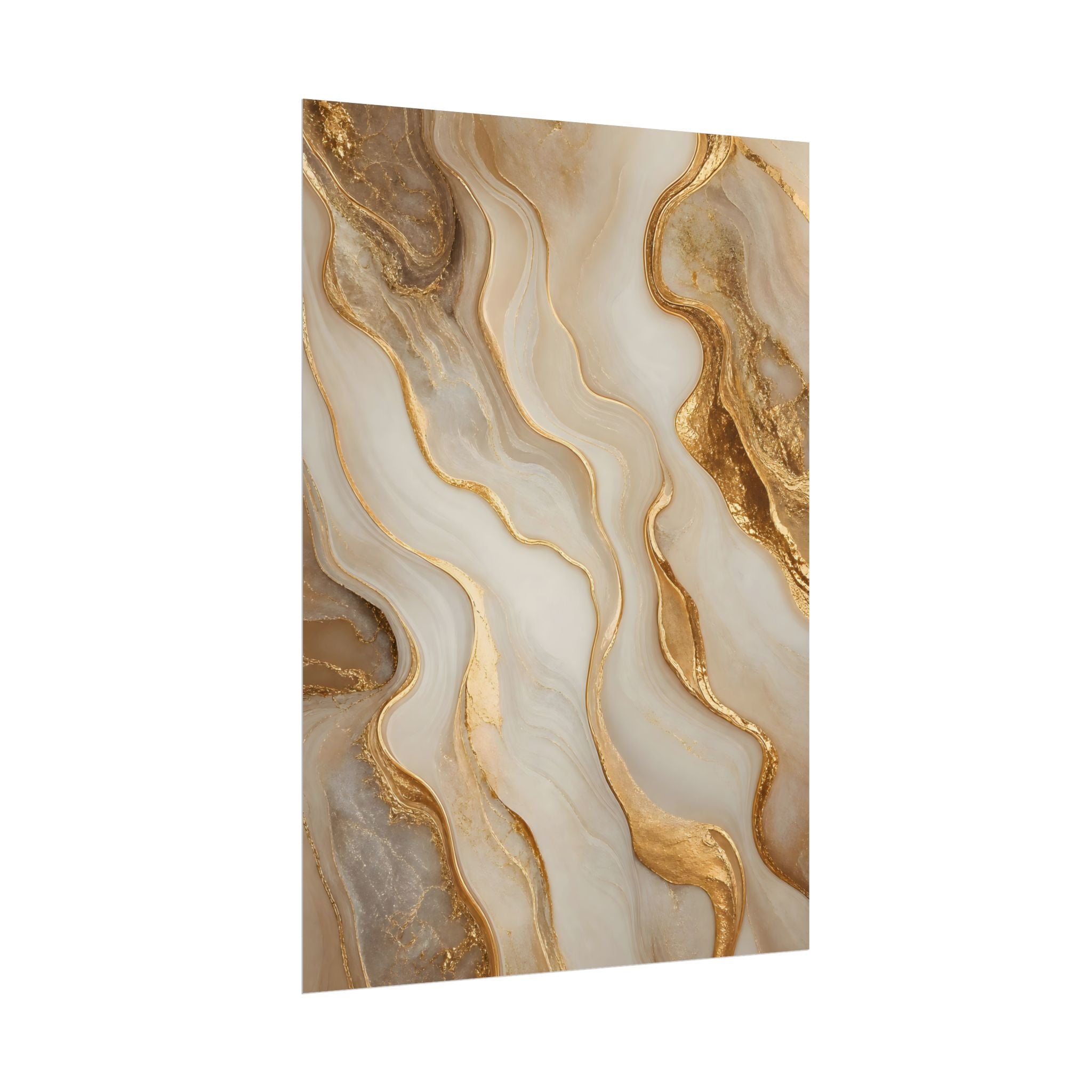 Rolled Poster – Gold Marble Abstract Wall Art, Luxe Swirl Print for Living Room & Office