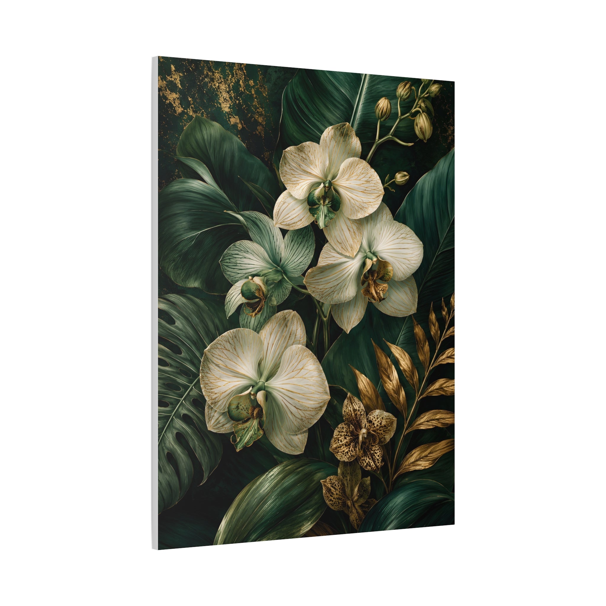 Orchid & Tropical Foliage Matte Canvas Print — Stretched Wall Art