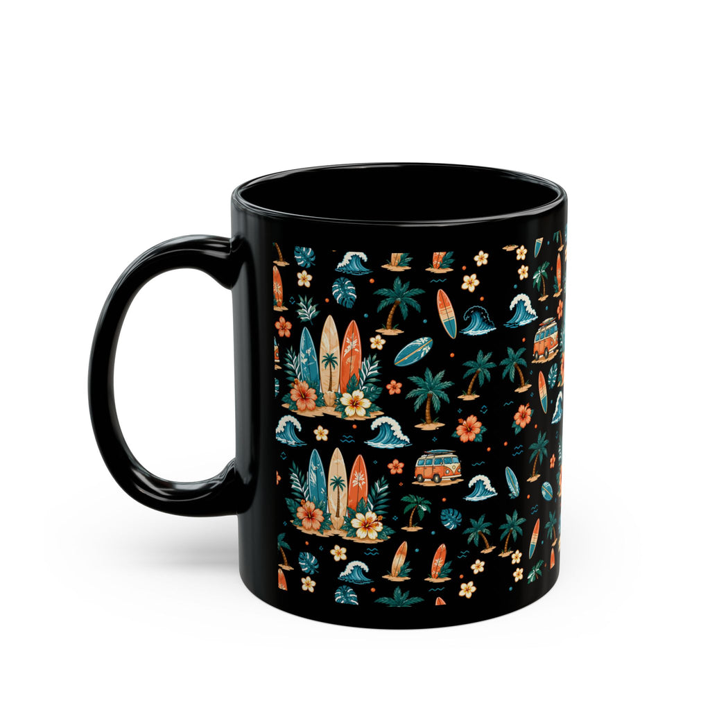 Tropical Surf Mug — Retro Hawaiian Surfboard Pattern Coffee Cup