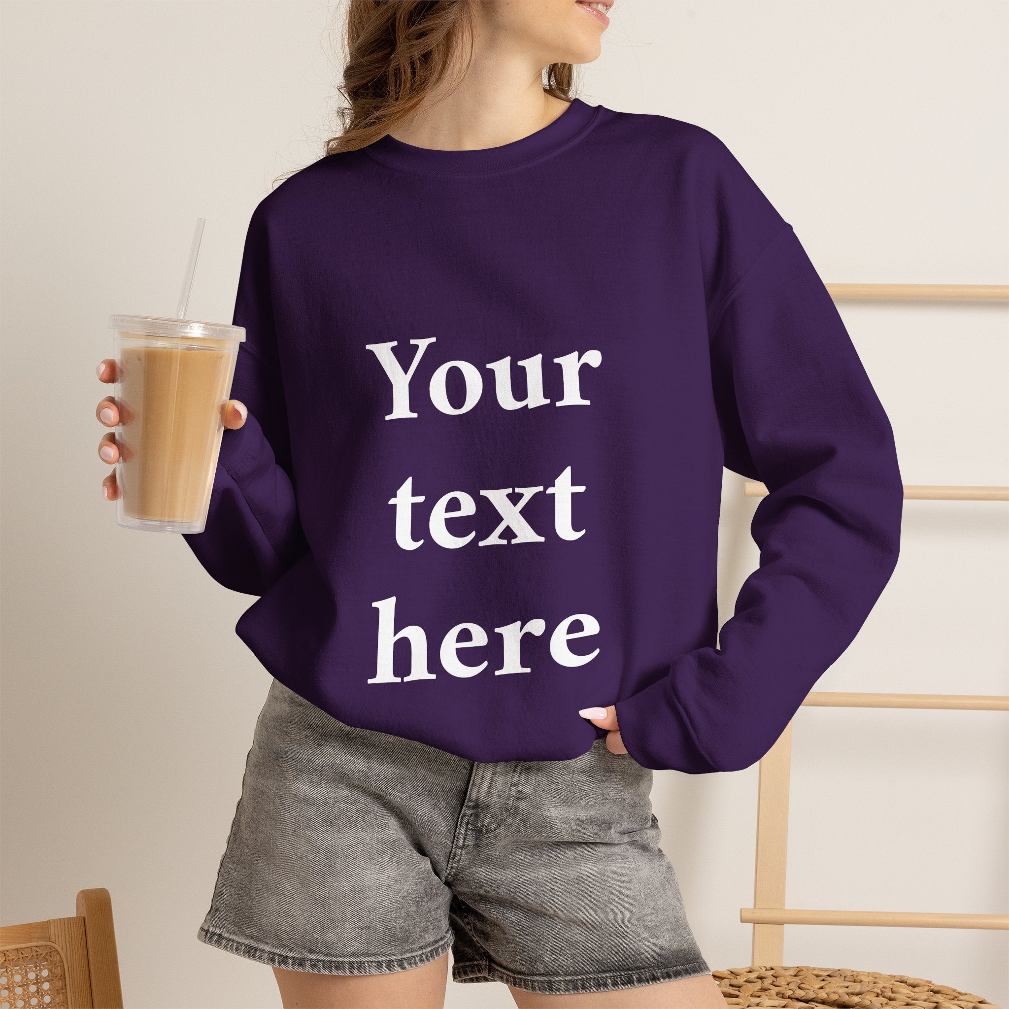 Custom Text Crewneck Sweatshirt — Personalized Minimalist Sweatshirt