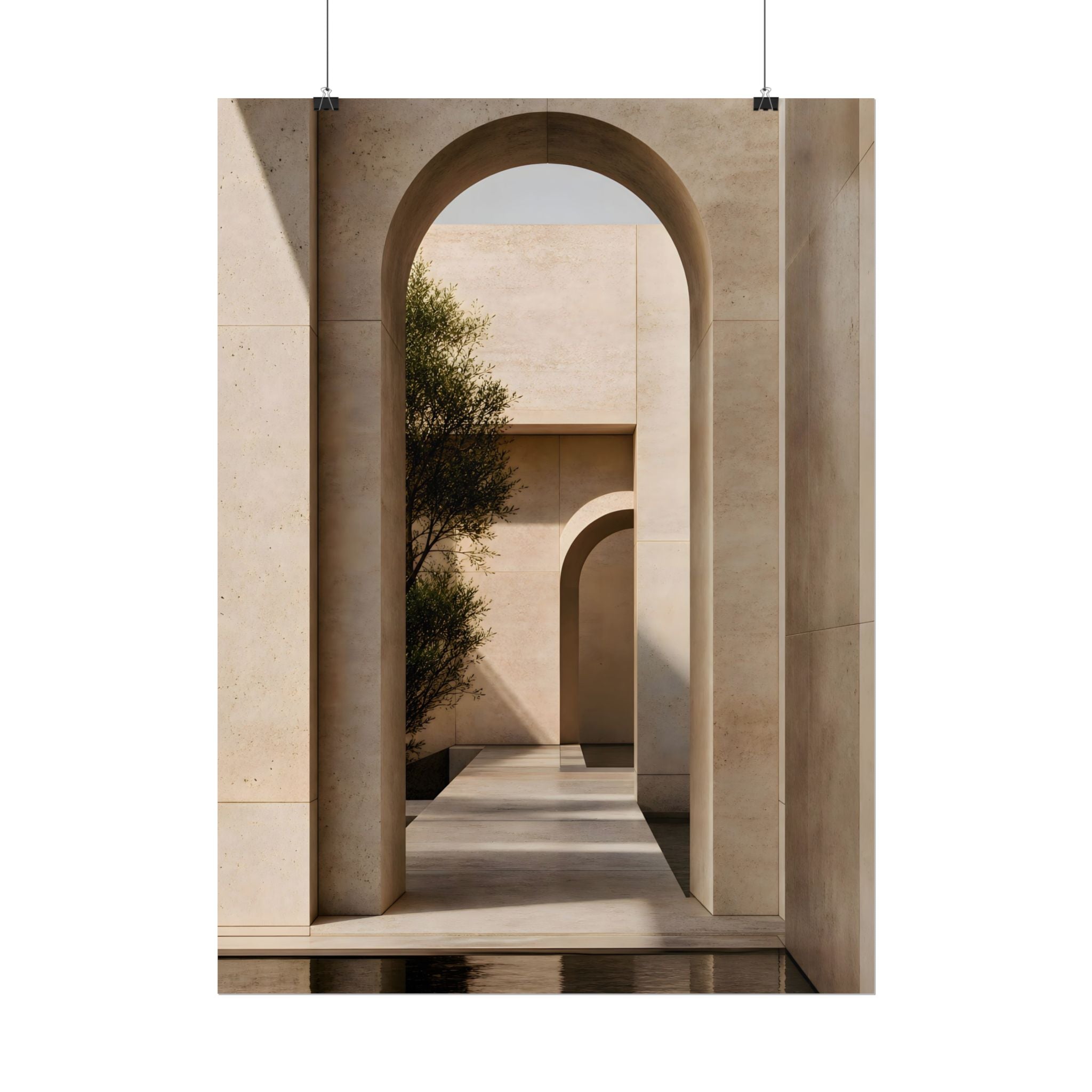 Minimalist Architectural Poster — Neutral Archway Wall Art (Rolled Poster)