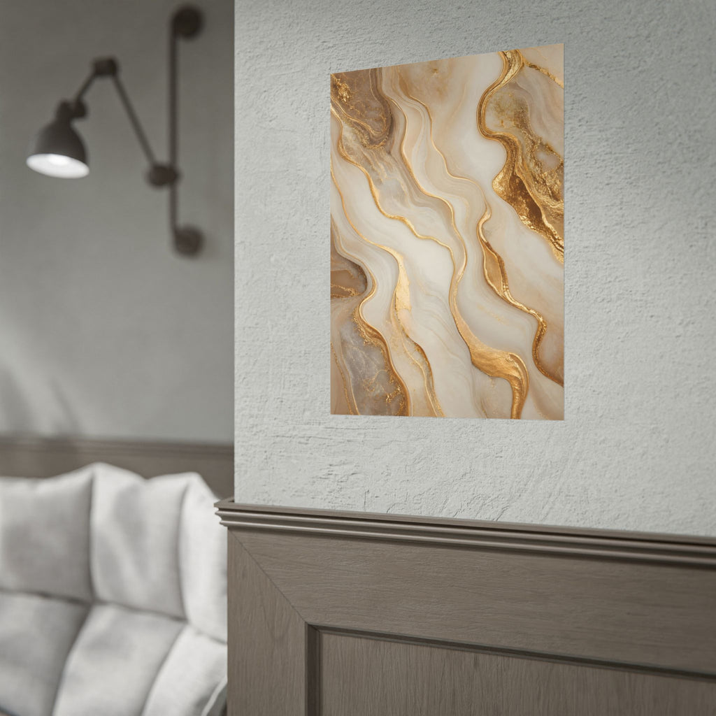 Rolled Poster – Gold Marble Abstract Wall Art, Luxe Swirl Print for Living Room & Office