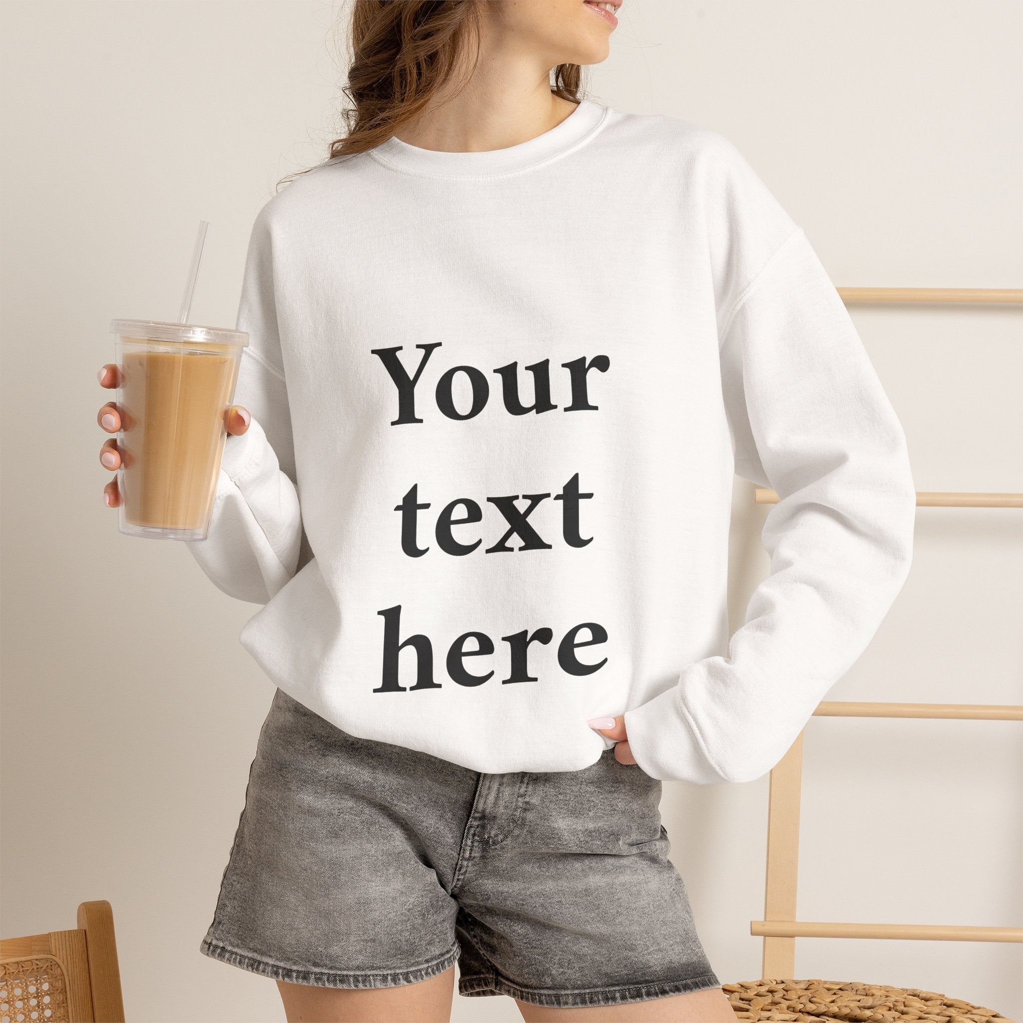 Custom Text Crewneck Sweatshirt — Personalized Minimalist Sweatshirt