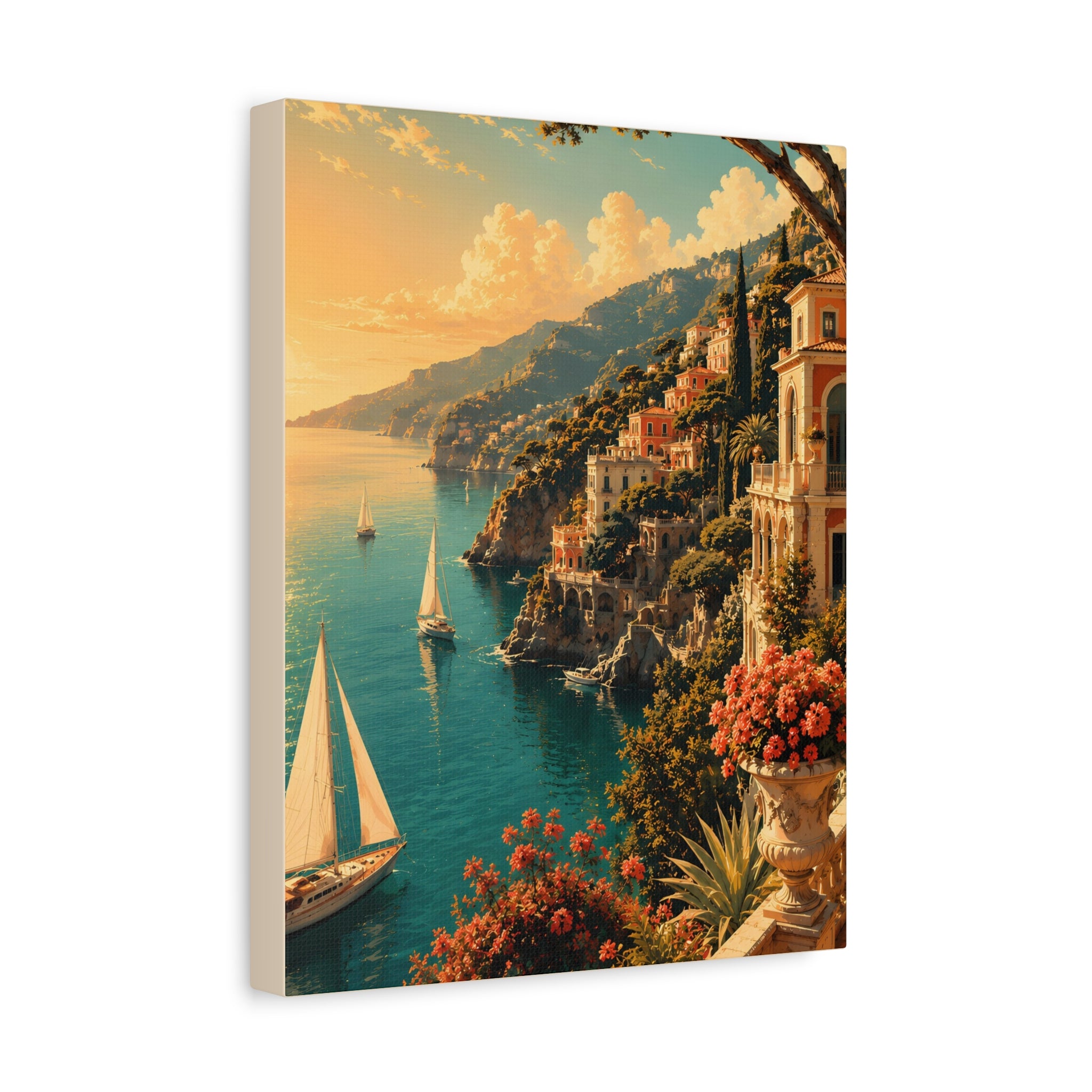 Mediterranean Coastal Sunset Matte Canvas