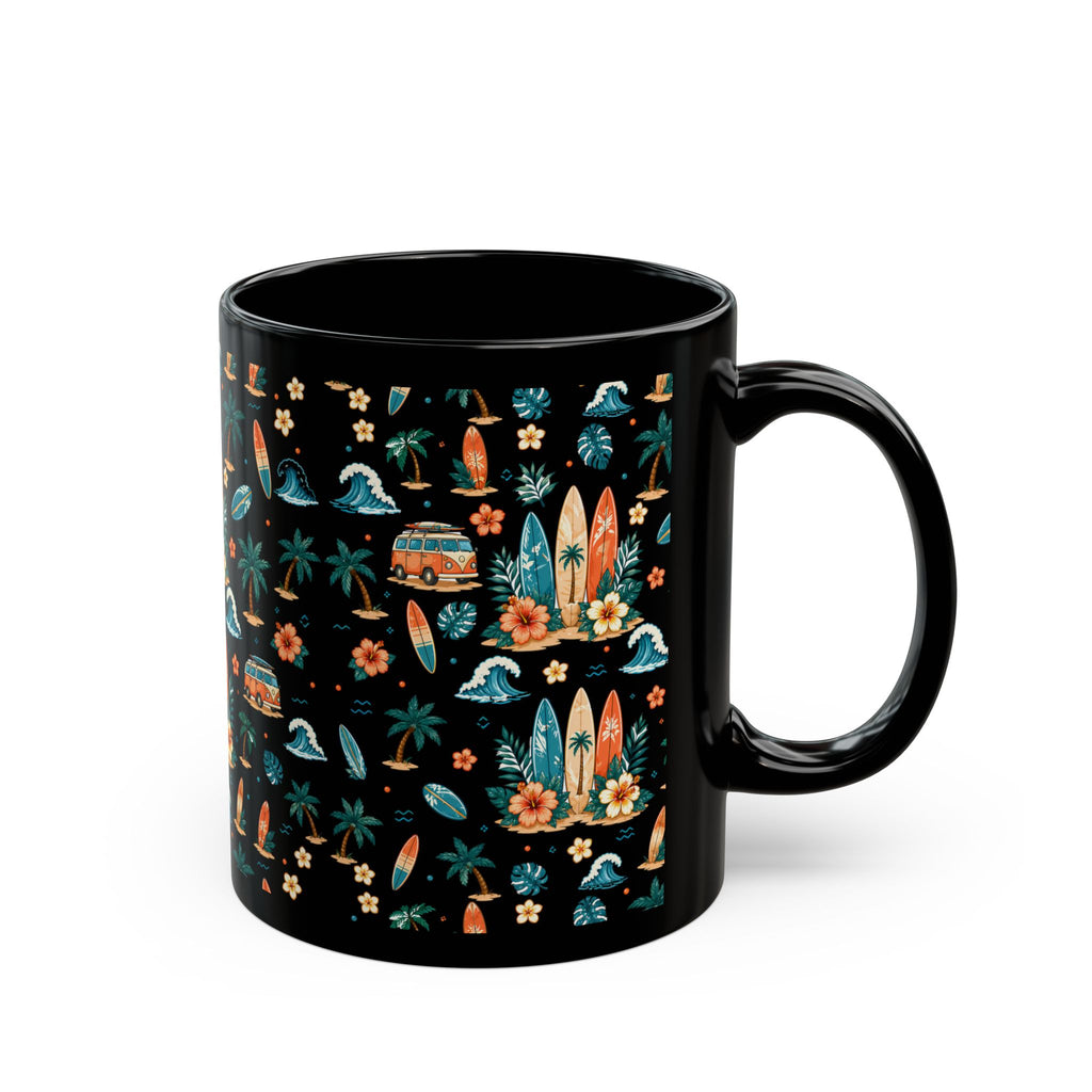 Tropical Surf Mug — Retro Hawaiian Surfboard Pattern Coffee Cup