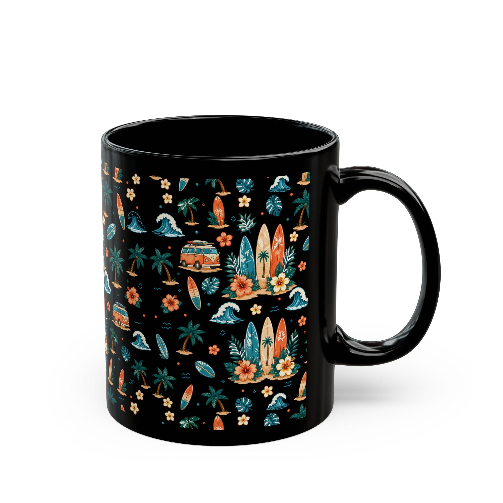 Tropical Surf Mug — Retro Hawaiian Surfboard Pattern Coffee Cup