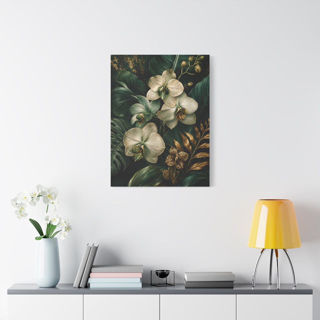 Orchid & Tropical Foliage Matte Canvas Print — Stretched Wall Art