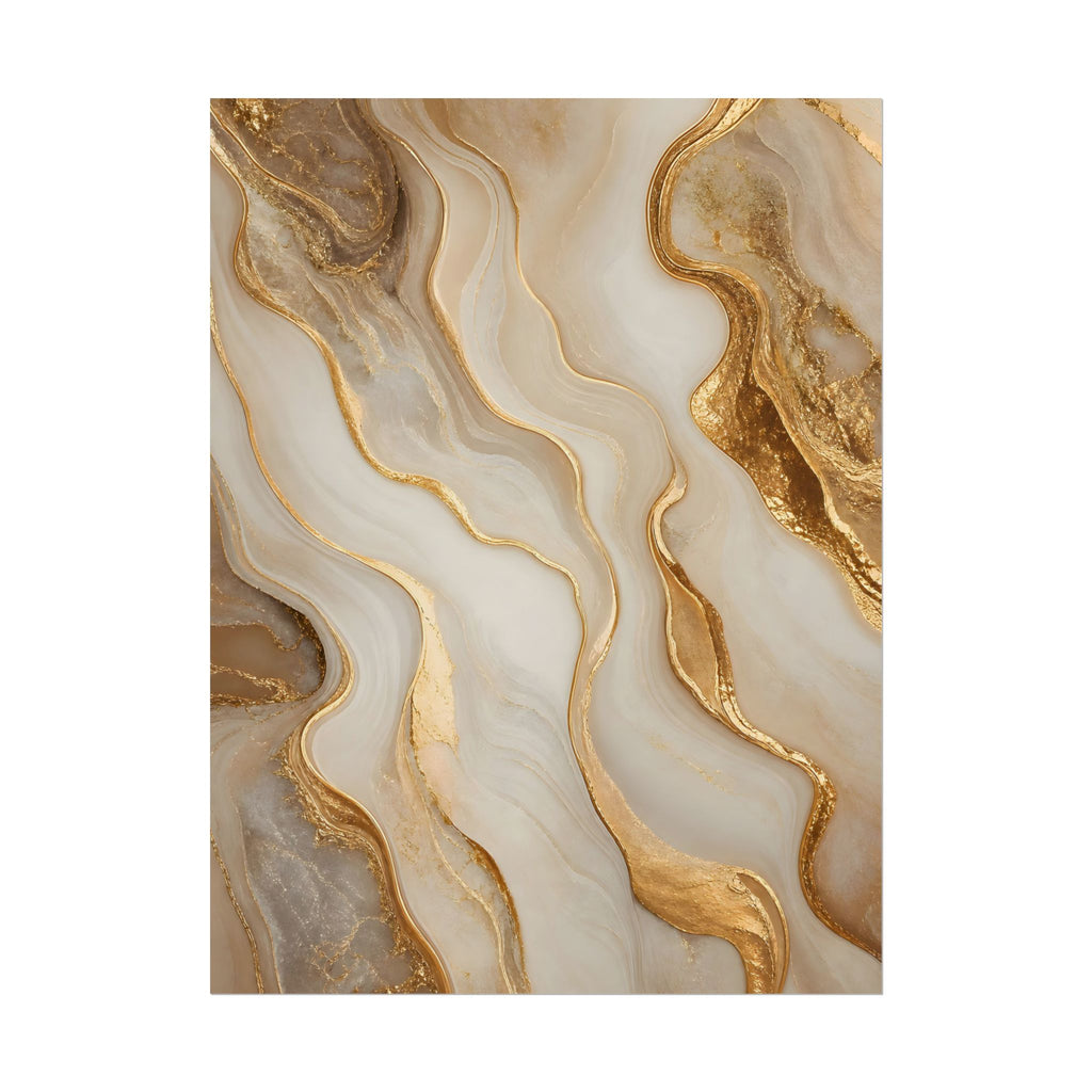 Rolled Poster – Gold Marble Abstract Wall Art, Luxe Swirl Print for Living Room & Office