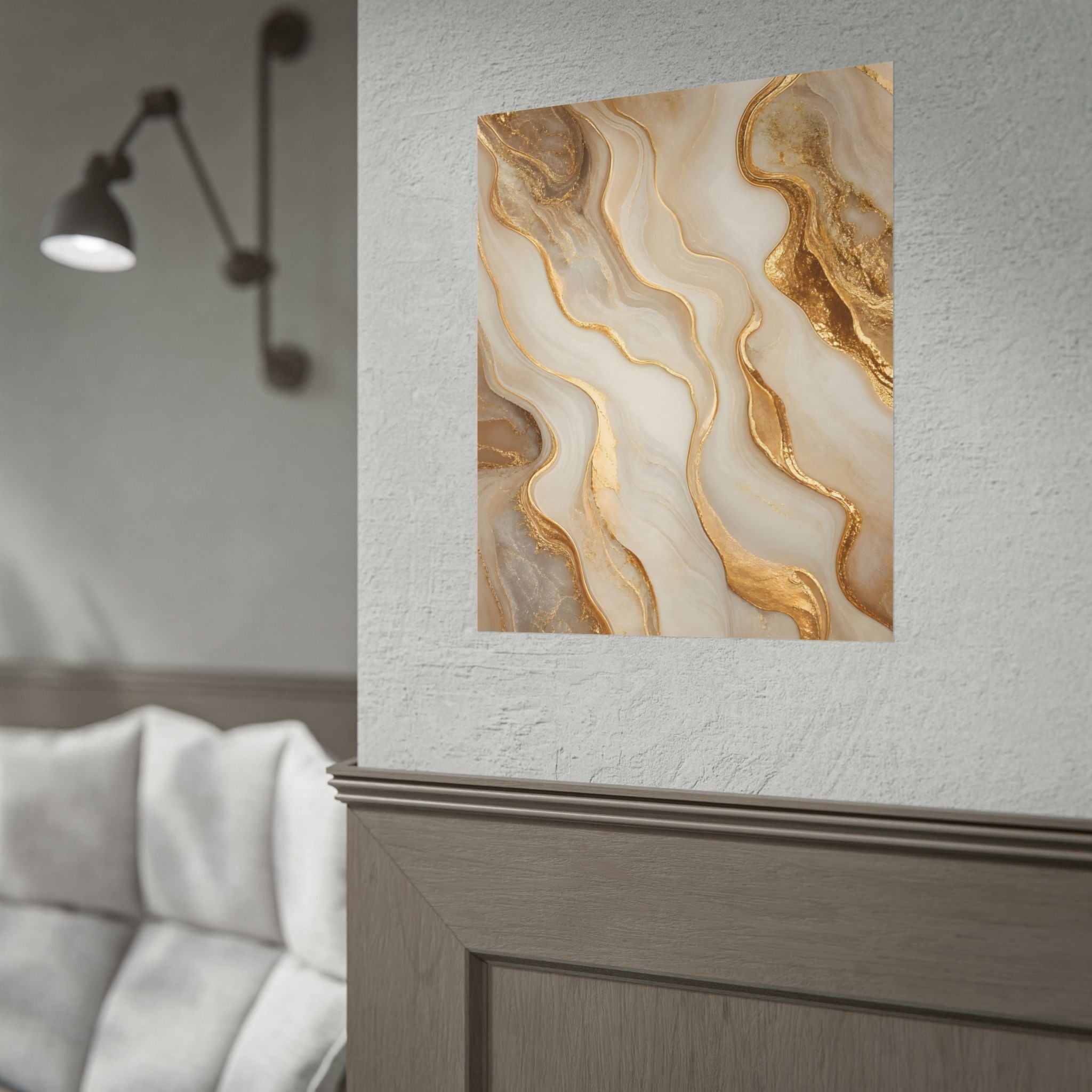 Rolled Poster – Gold Marble Abstract Wall Art, Luxe Swirl Print for Living Room & Office