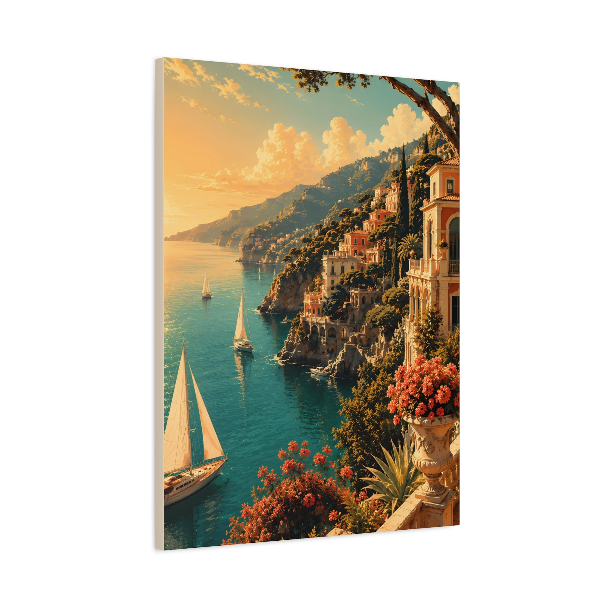 Mediterranean Coastal Sunset Matte Canvas
